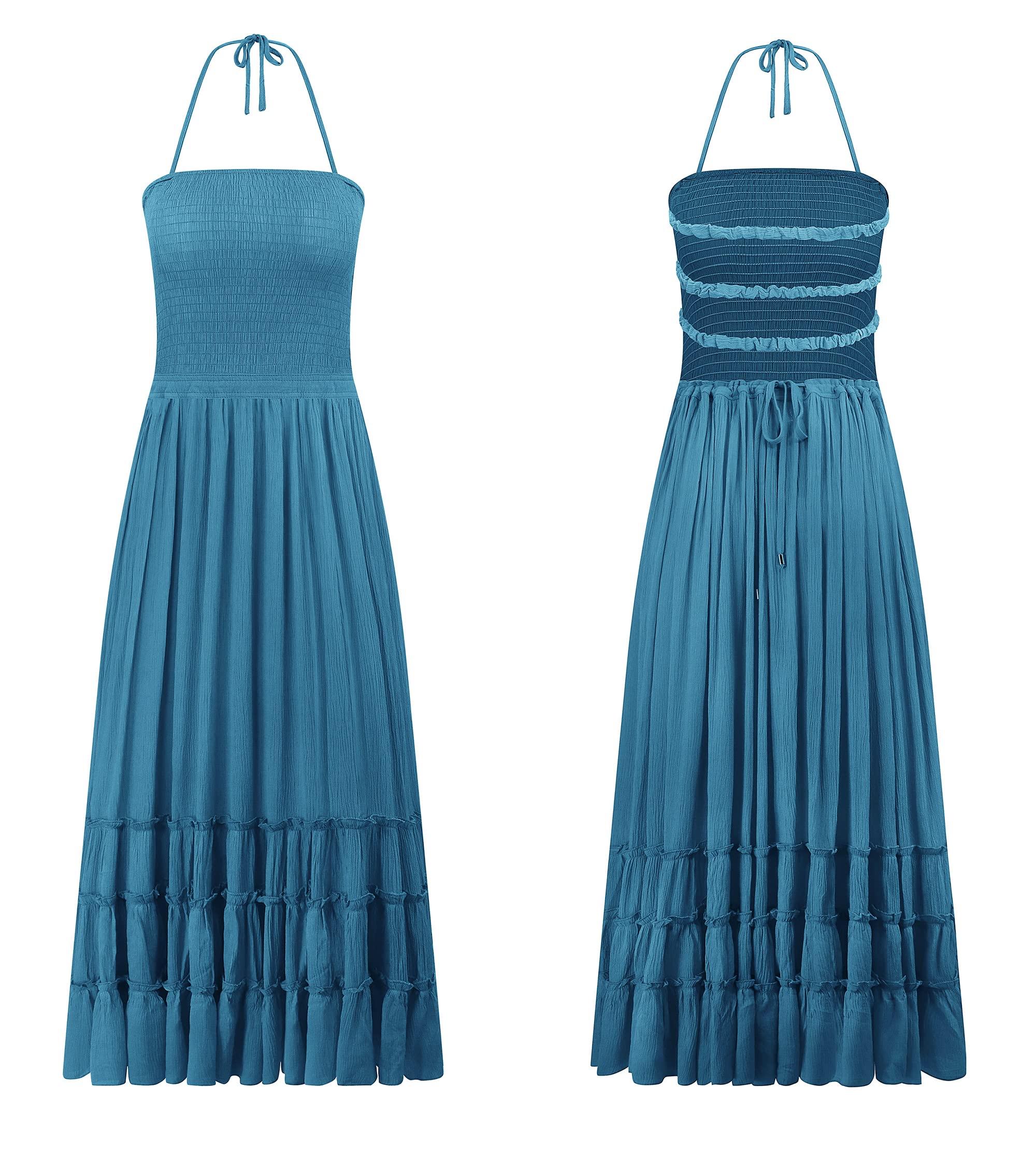 R.Vivimos Womens Summer Boho Sexy Backless Long Dresses - Image 6