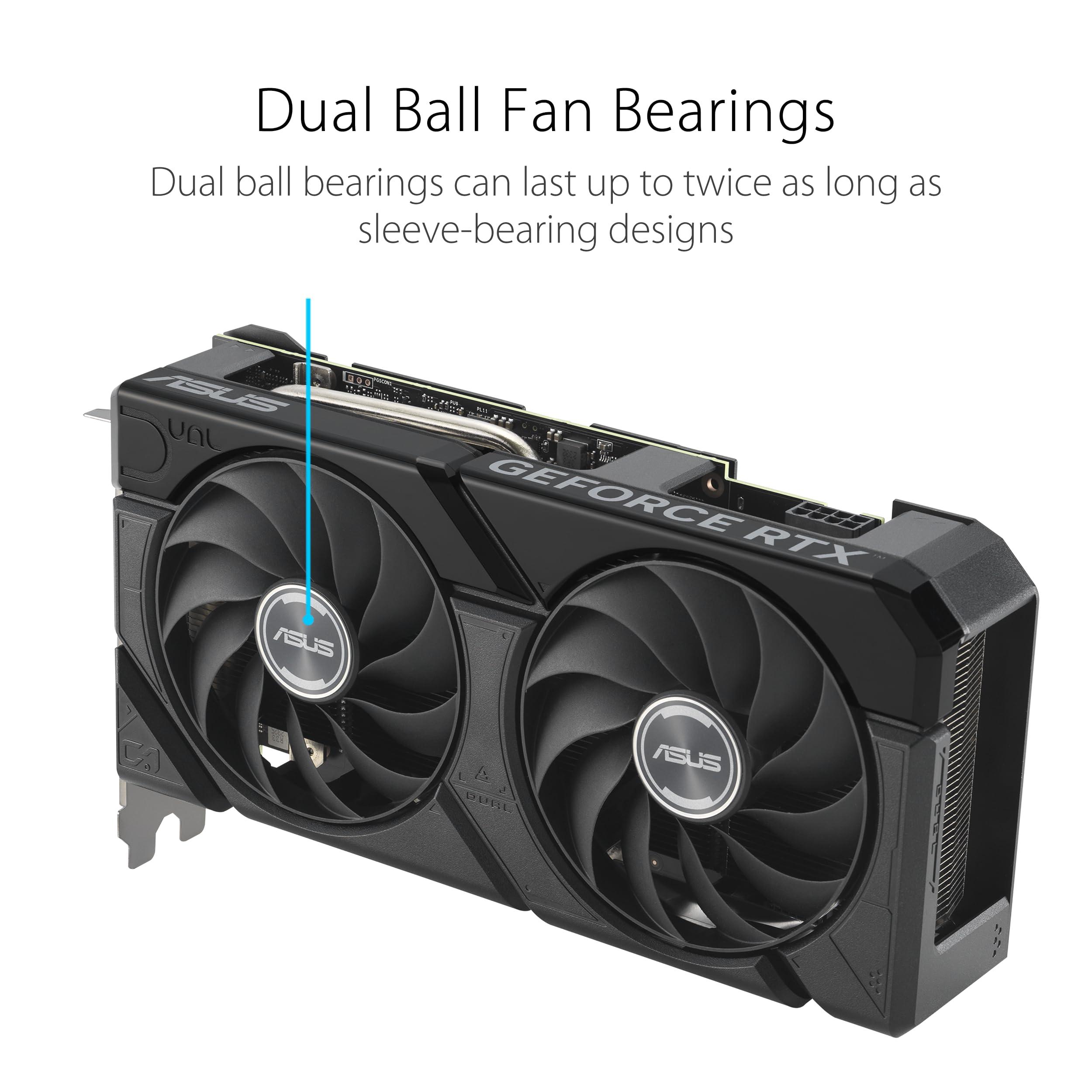 The SFF-ready ASUS Dual GeForce RTX™ 4070 EVO OC Edition 12GB GDDR6 (PCIe 4.0, 12GB GDDR6, DLSS 3, HDMI 2.1a, DisplayPort 1.4a, 2.5-slot design, Axial-tech fan design, 0dB technology) - Image 5