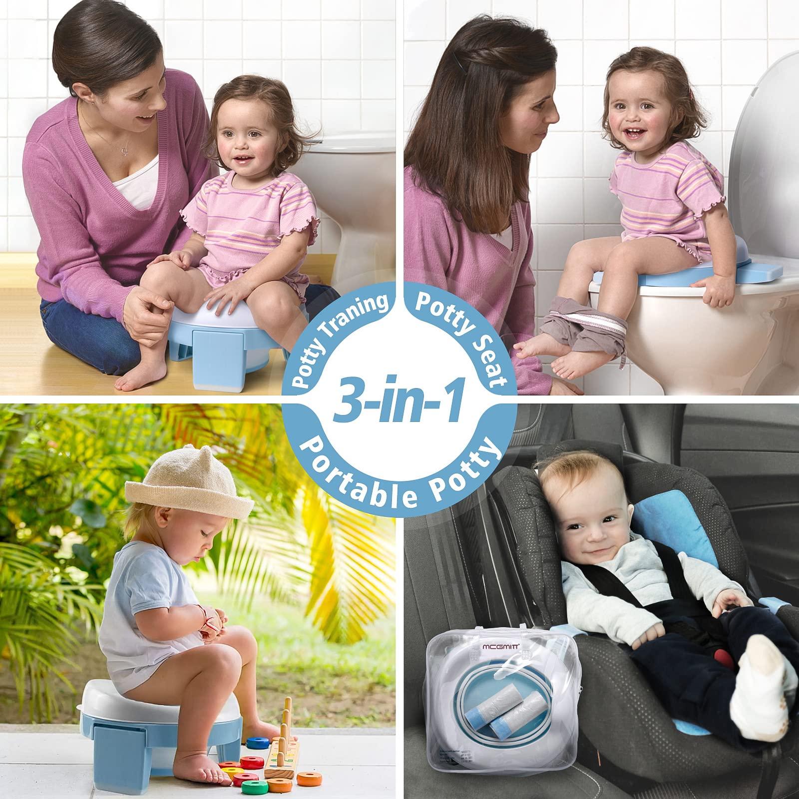 MCGMITT Potty Training Toilet Seat for Toddlers Boys Girls, Portable Baby Toilet Folding Kids Potty Chair Cover with Splash Guard for Travel, Including 3 Non-Slip Feet and Storage Bag (Blue) - Image 6