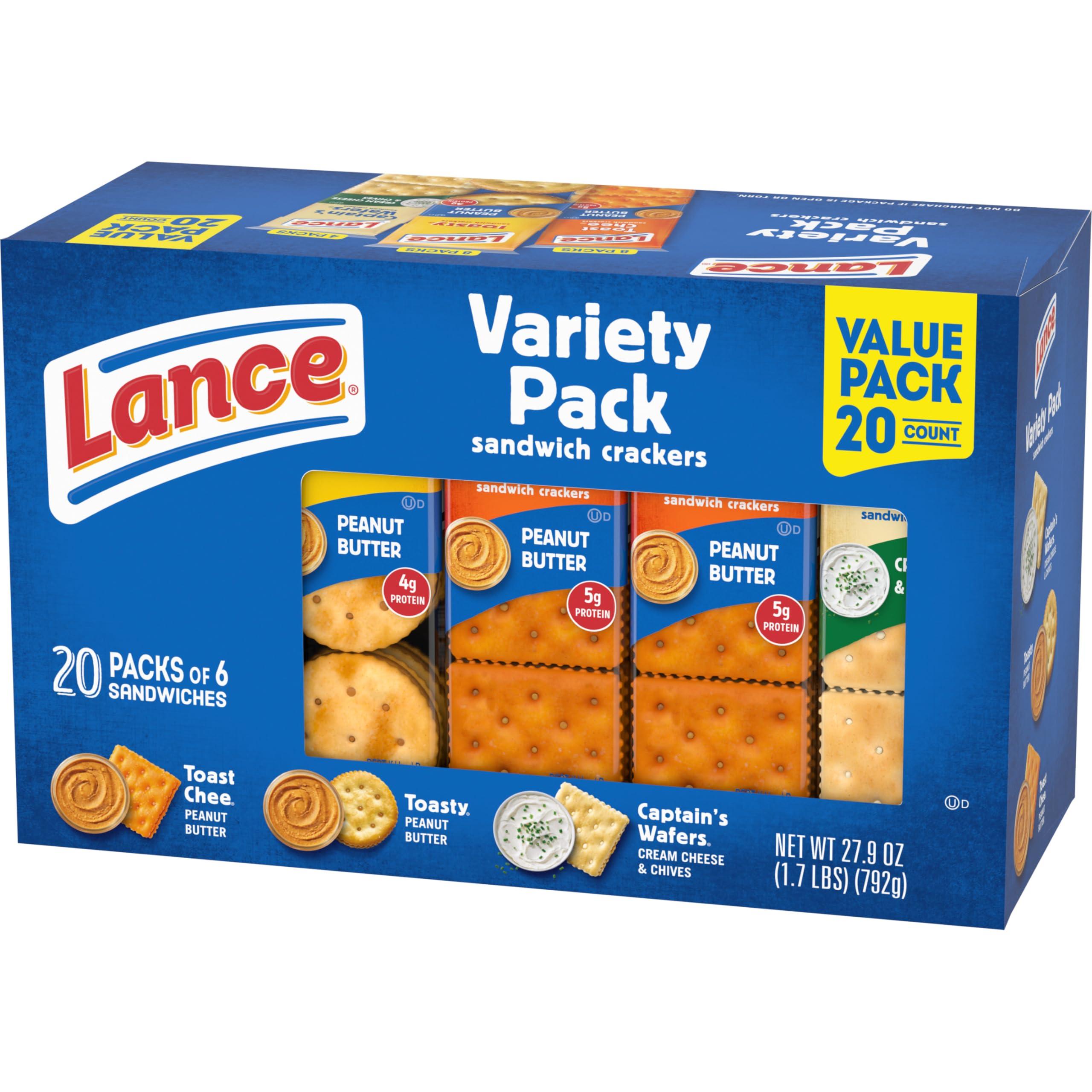Lance Sandwich Crackers, Variety Pack, 3 Flavors, 20 Individually Wrapped Packs, 6 Sandwiches Each - Image 10
