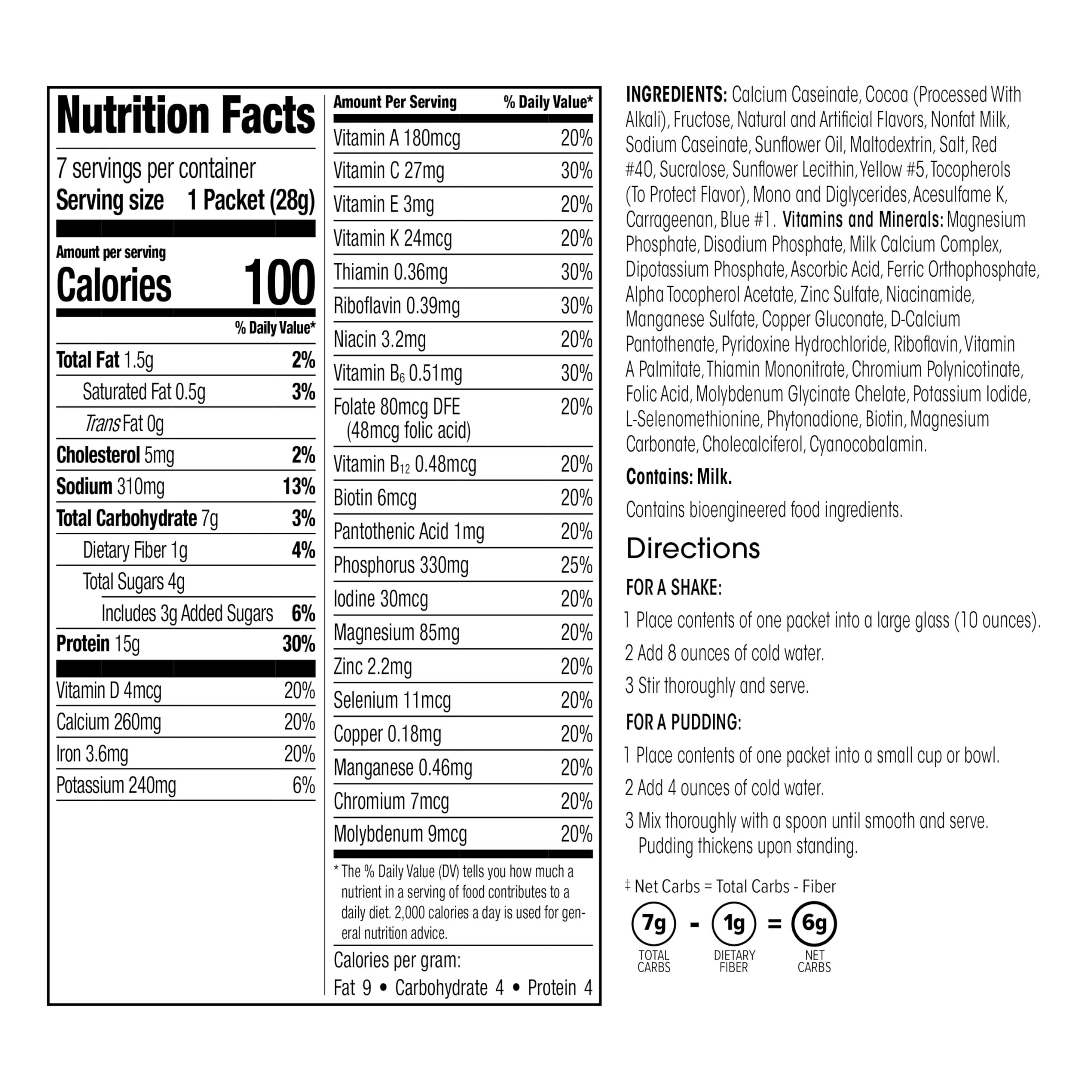 WonderSlim Meal Replacement Shake, Dark Cocoa Cream, 15g Protein, 24 Vitamins & Minerals, Gluten Free, Low Carb (7ct) - Image 2
