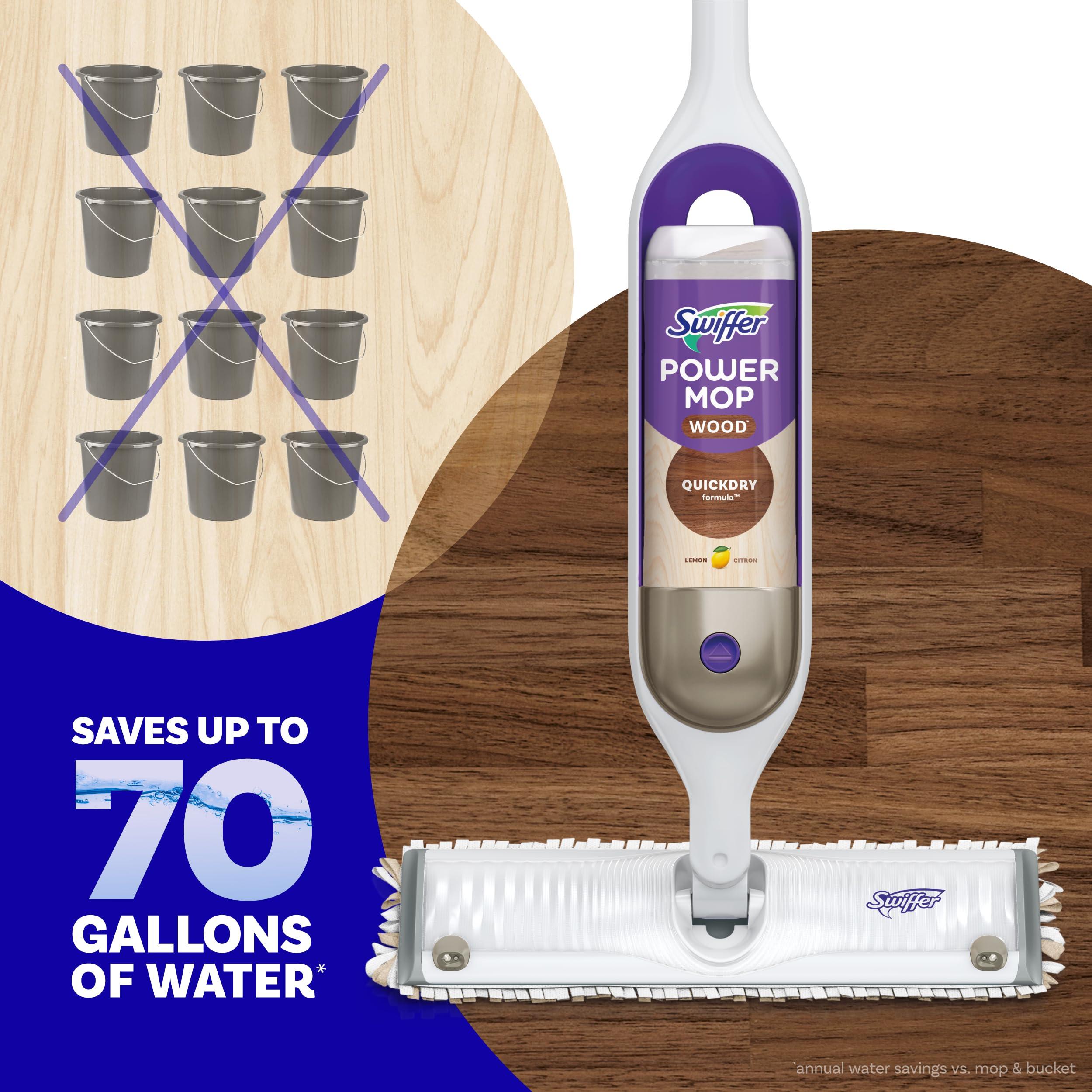 Swiffer Power Mop Wood Refill Solution, QuickDry Hardwood Floor Cleaner for Mopping Home, Bathroom, Kitchen, All Purpose Multi-Surface Solution for Floor Cleaning, Lemon Scent, 50.6oz - Image 8