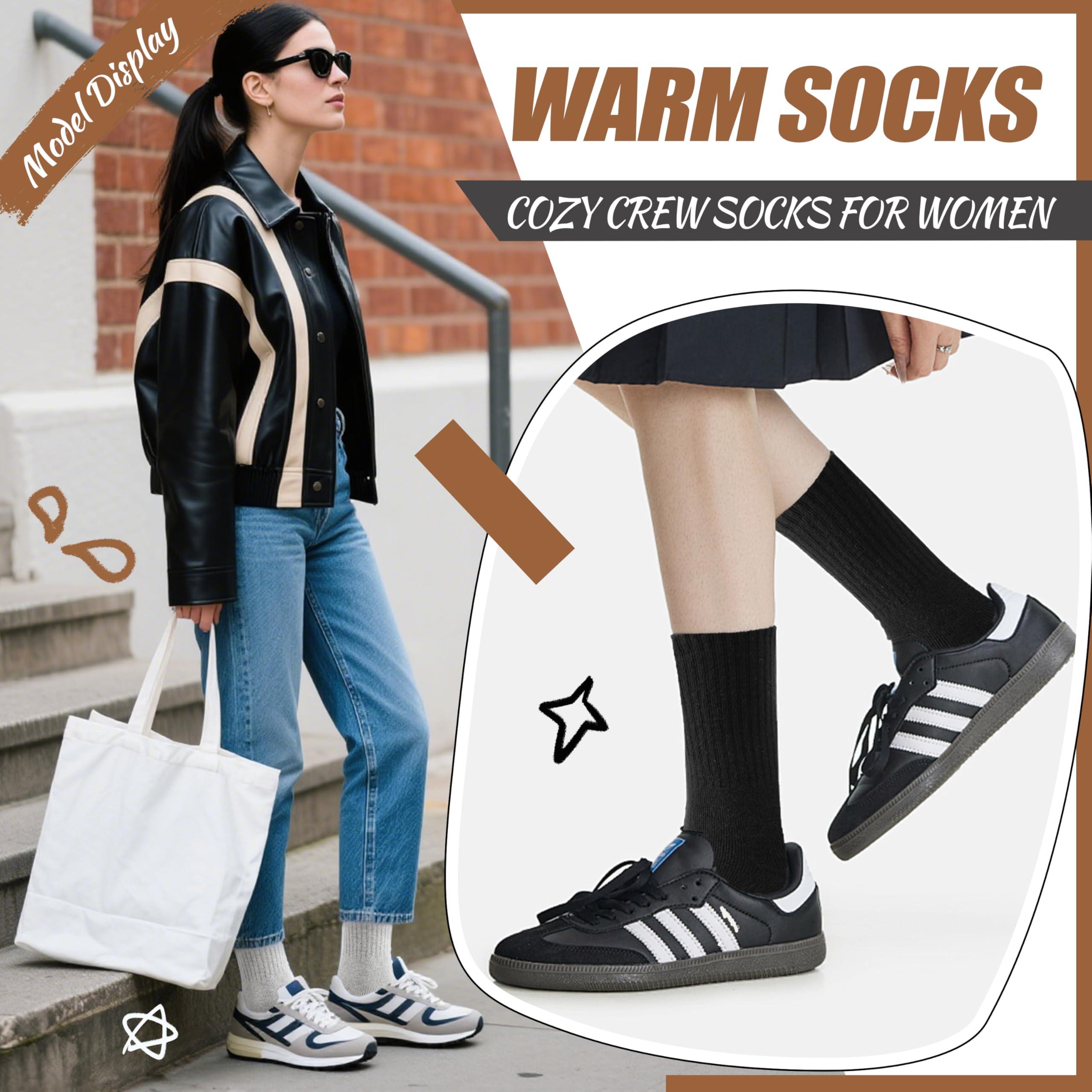 EBMORE Merino Wool Socks for Women Hiking Thermal Warm Winter Thick Boot Cozy Crew Comfy Work Socks for Ladies 5 Pairs - Image 5