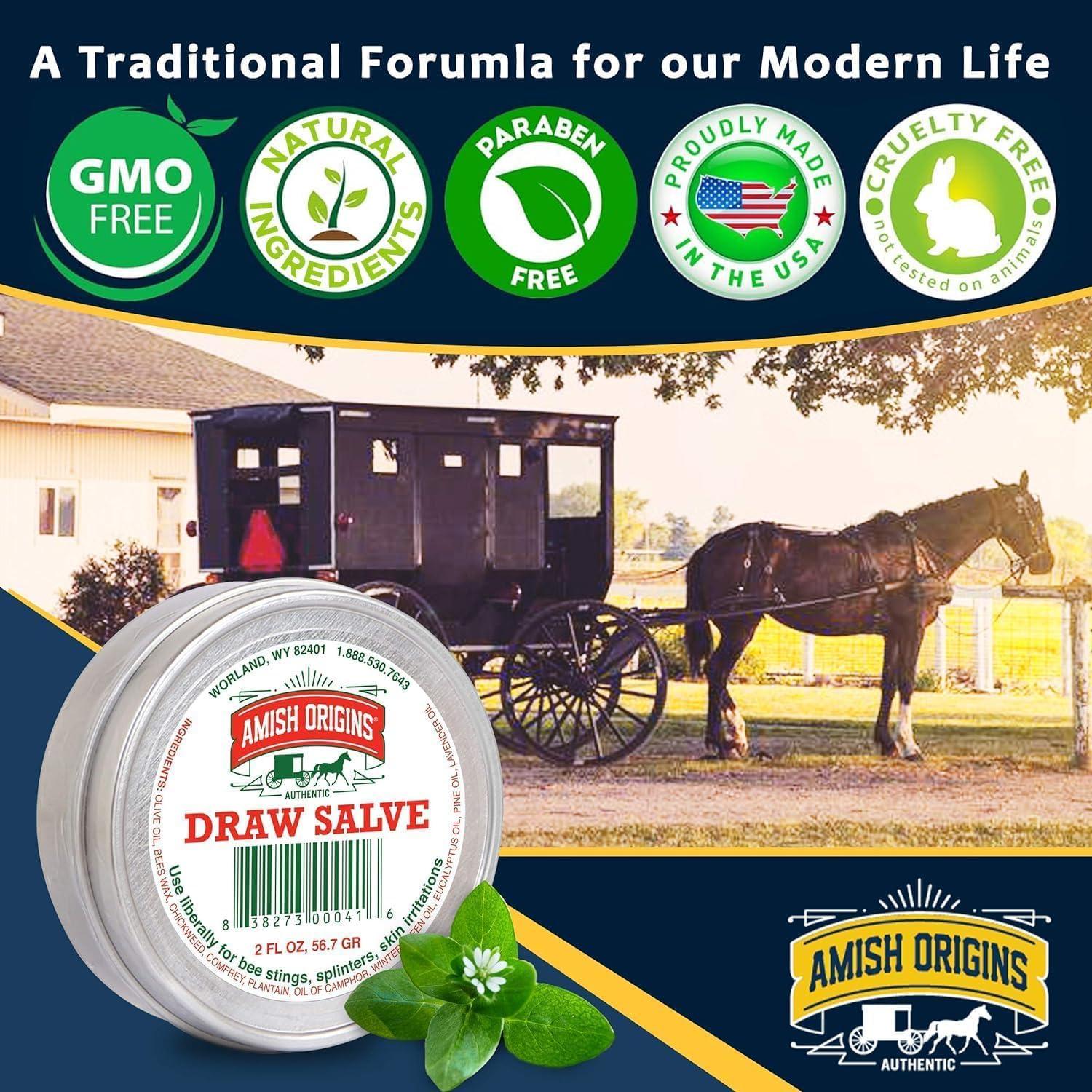 Amish Origins Draw Salve Ointment, 2 oz, for Ingrown Hair, Boil and Cyst, Maximum Strength Fast Acting for Splinters Remover, Bug and Spider Bites, Bee Stings, Mosquito bite Itch, Poison Ivy - Image 4