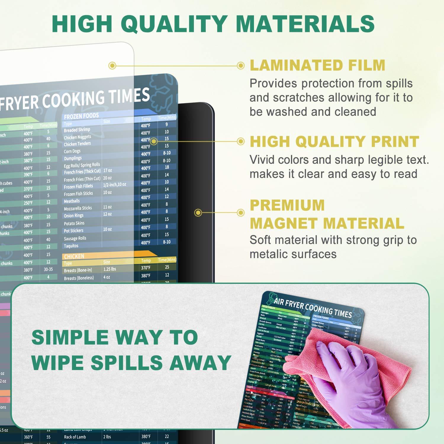 Air Fryer Magnetic Cheat Sheet Set, Cook Times Chart Air Fryer Accessories Magnet Sheet Quick Reference Guide for Cooking and Frying, Easy to Use, Excellent Kitchen Assistant - Image 3
