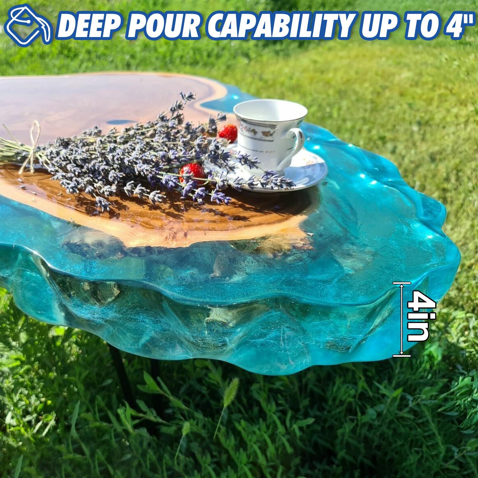 Shabebe Deep Pour Epoxy Resin 3 Gallon, Industrial Grade, Crystal Clear Epoxy Resin Kit for 2-4" Depths, 2:1 Food Safe Casting Resin for DIY Craft,River Table,Wood,Bar Tops,Countertops - Image 3