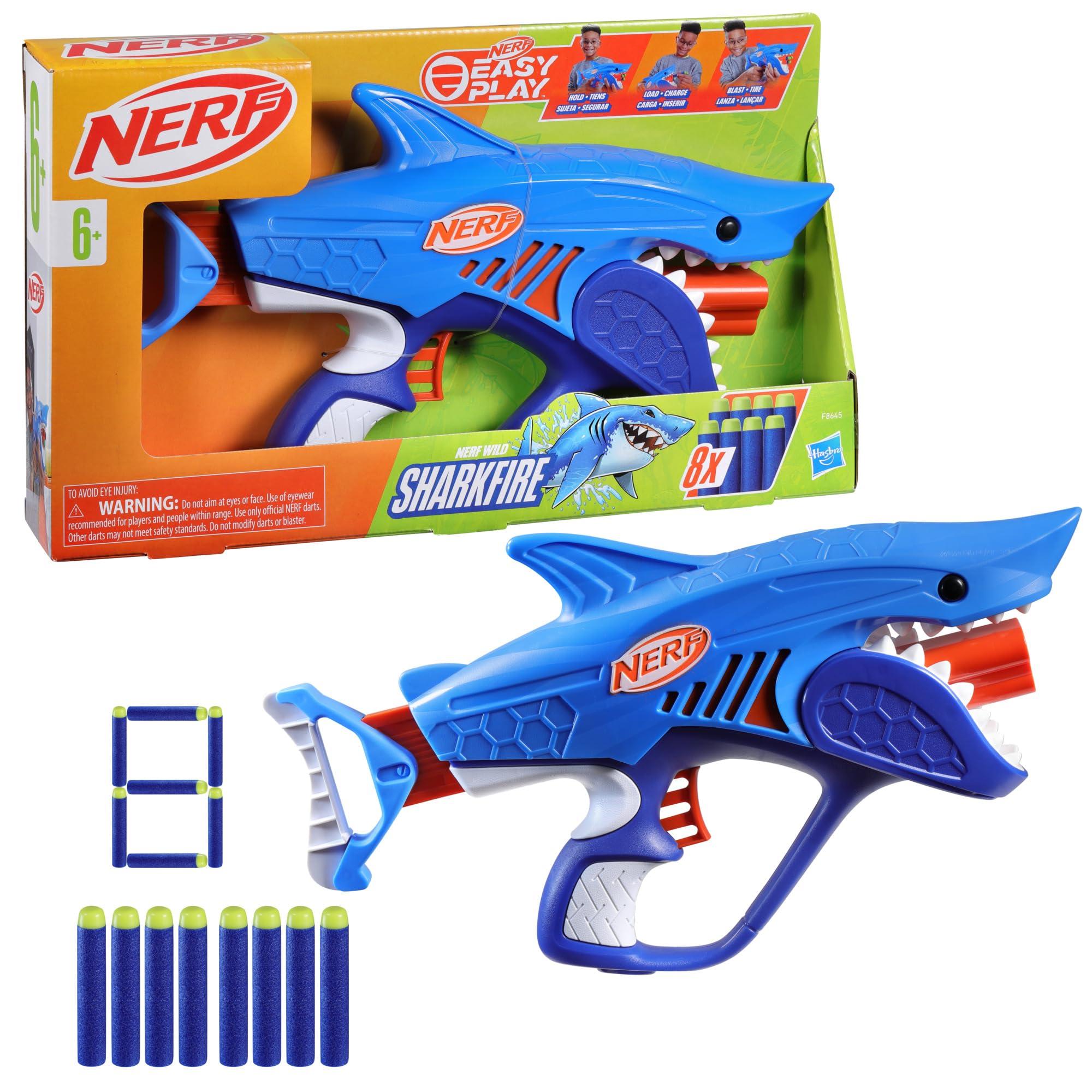 NERF Junior Wild Sharkfire, Easy Play Dart Blaster, 8 Nerf Elite Darts, Nerf Blaster Shark Toys for 6 Year Old Boys & Girls & Up, Outdoor Toys - Image 14