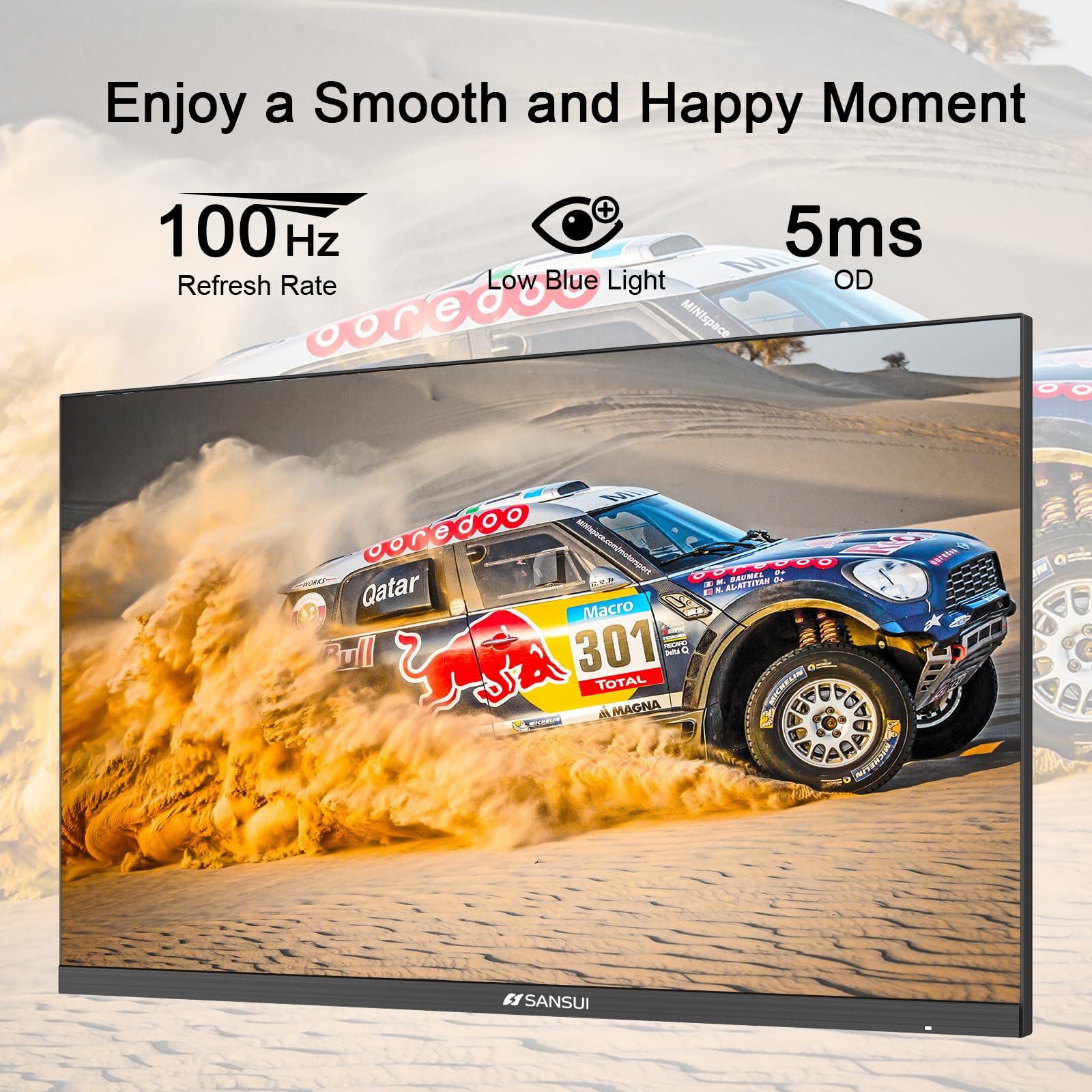 SANSUI Monitor 24 Inch 100Hz PC Monitor, HDMI VGA Ports VESA Mount, FHD Computer Monitor Ultra-Slim Ergonomic Tilt Eye Care for Home Office (ES-24F2, HDMI Cable Included) - Image 5