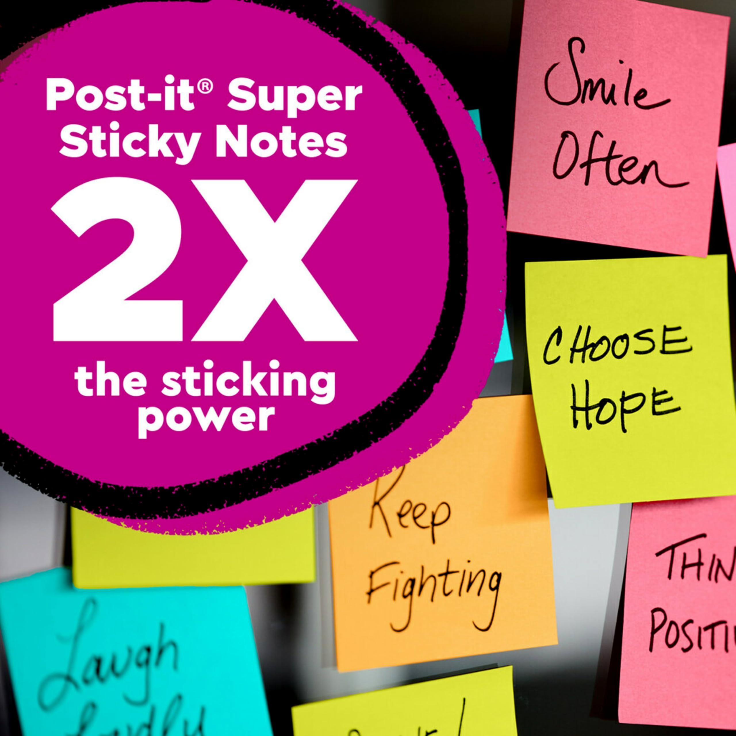 Post-it Super Sticky Notes, Assorted Sizes, 15 Pads, 2X The Sticking Power, Supernova Neons Collection, Neon Colors (Orange, Pink, Blue, Green), Recyclable (4423-15SSMIA) - Image 3