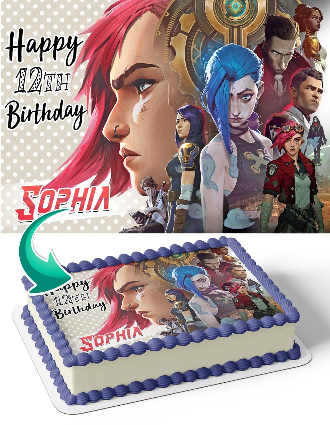 CAKECERY Arcane Vi Edible Cake Image Topper Personalized Birthday Cake Banner 1/4 Sheet