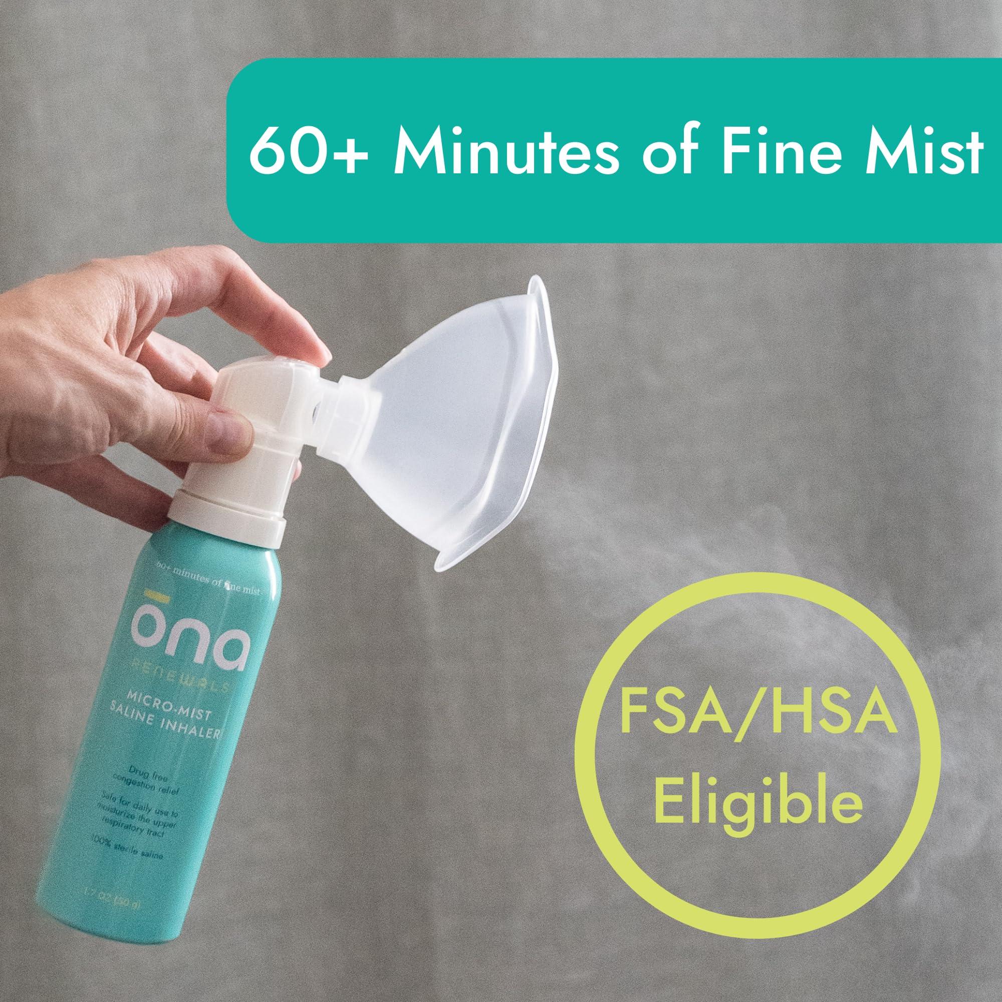 ONA Micro-Mist Saline Inhaler for Congestion, Sinus, Cough & Cold, and Allergy Relief, FSA/HSA Eligible, Unscented, 1.7oz (Pack of 1) - Image 5
