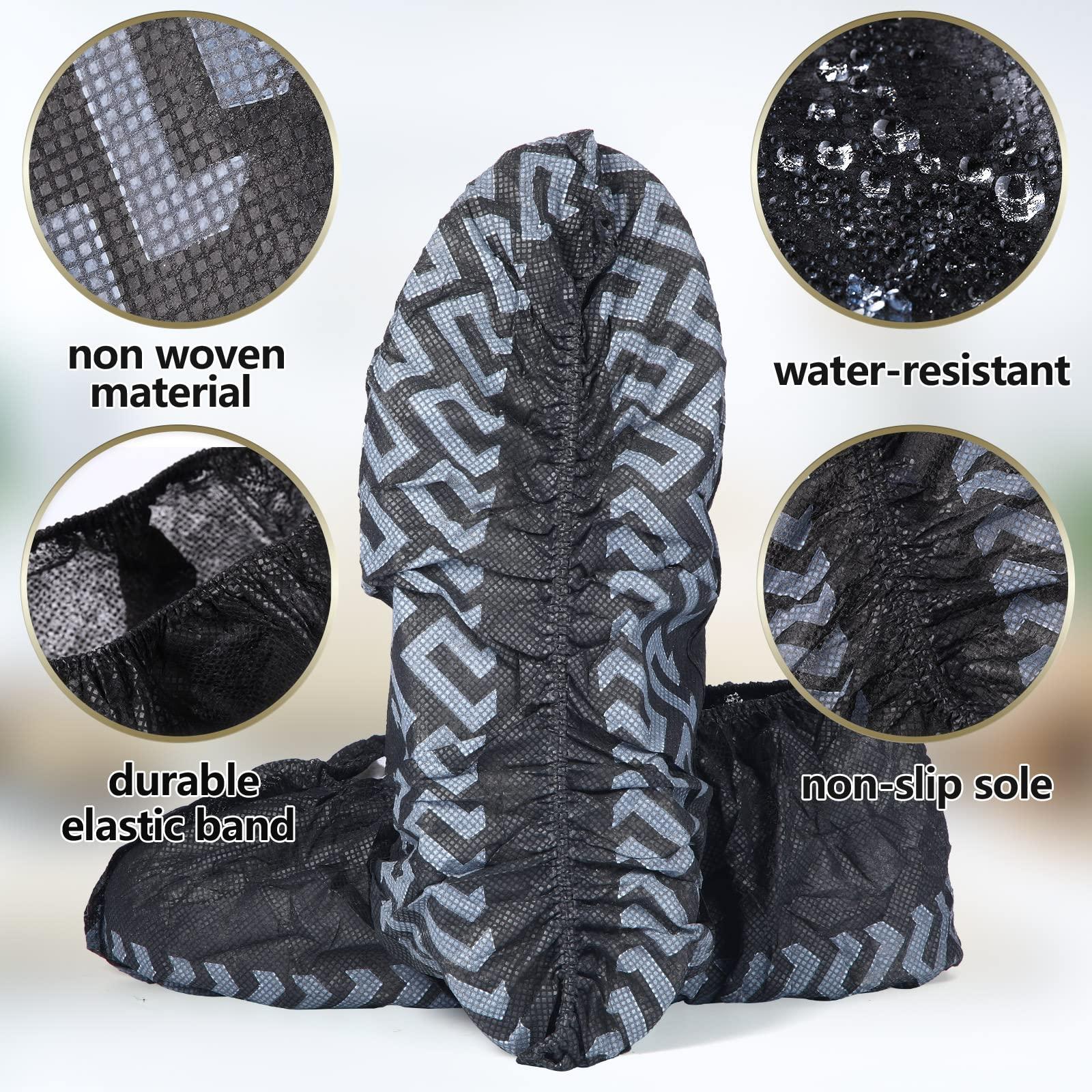 Zhanmai 300 Pack Disposable Shoe Covers Non Slip Disposable Large Foot Booties Shoe Covers for Indoors Contractors Floor and Carpet Protectors, One Size Fits Most(Black) - Image 3