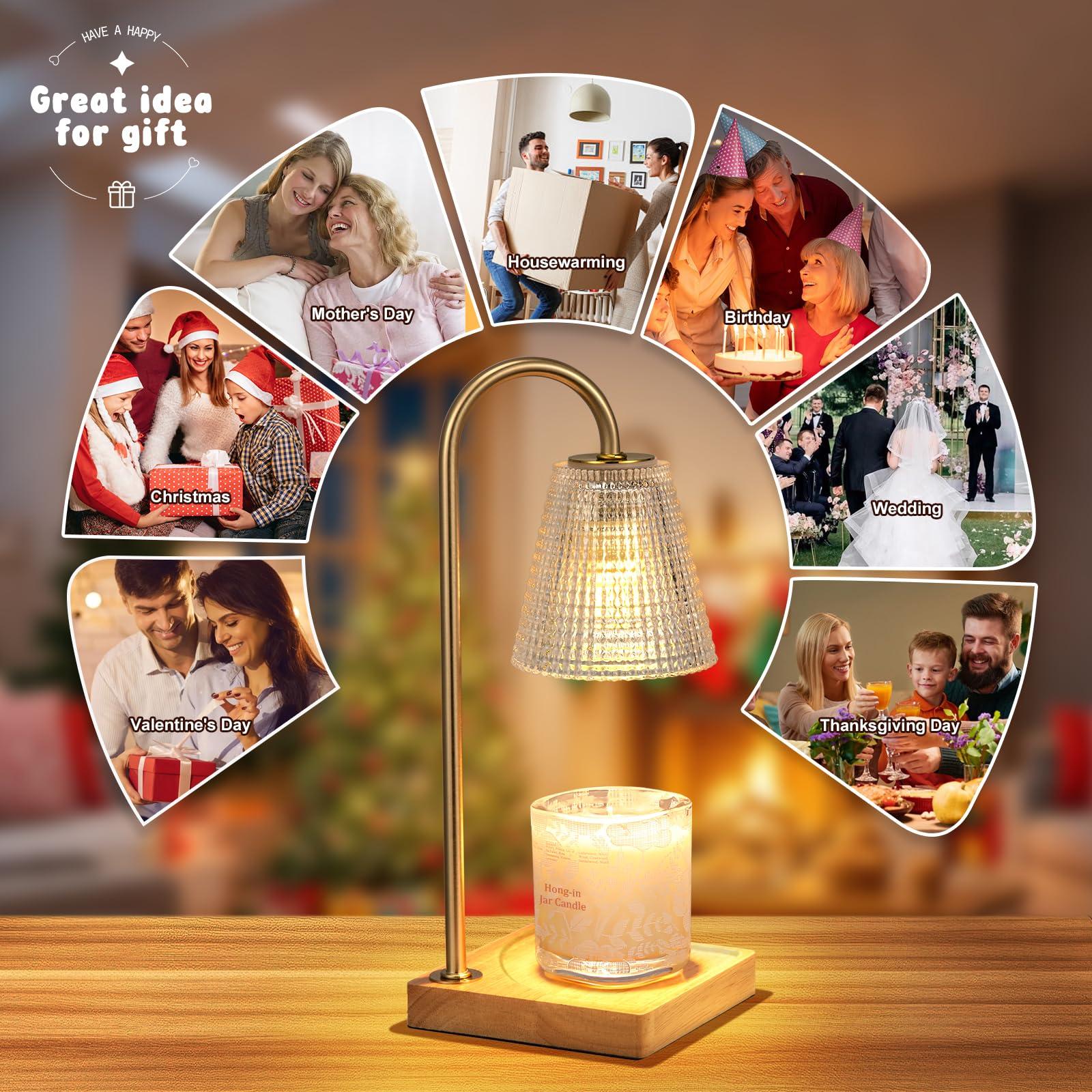 Hong-in Candle Warmer Lamp with Timer Dimmer,Birthday Gifts for Women Mom,House Warming Gifts New Home Room Decor,Wax Warmer for Scented Wax Jar Candles with Unique Dotted Lampshade - Image 3