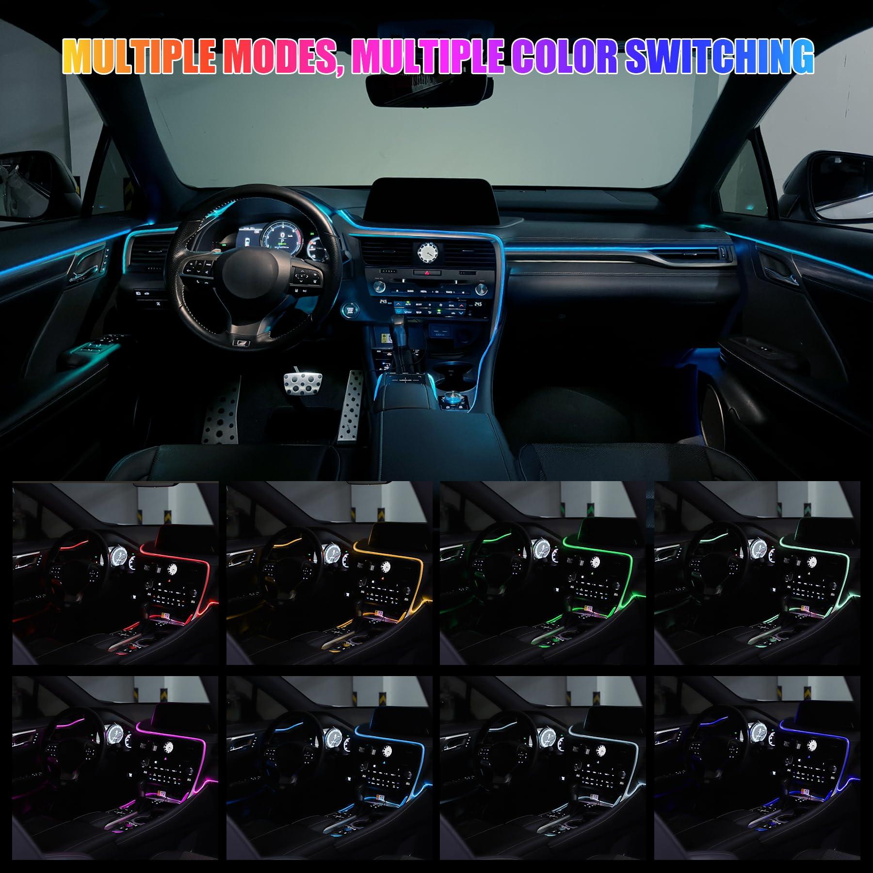 LivTee Smart LED Car Lights Interior with USB Port, LED Strip Fiber Optic Ambient Lighting Car, Wireless App Control, Sync to Music, Car Decorations Interior Accessories Gifts for Women Men, 6 in 1 - Image 7