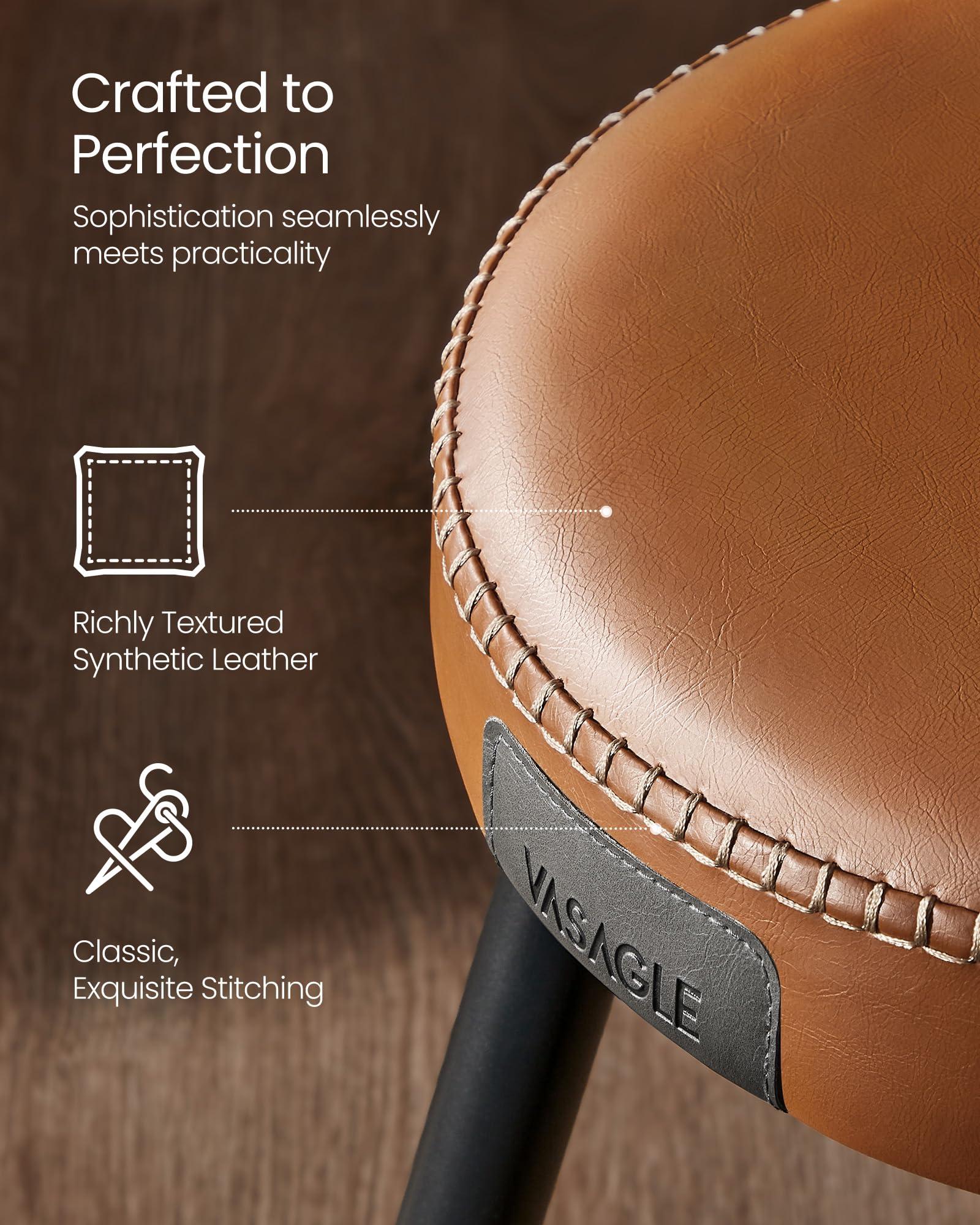 VASAGLE EKHO Collection - Bar Stools Set of 2, Bar Height Bar Stools, Kitchen Counter Stools, Mid-Century Modern Backless Counter Stools, 30-Inch Tall, Kitchen Island Home Bar, Caramel Brown - Image 9