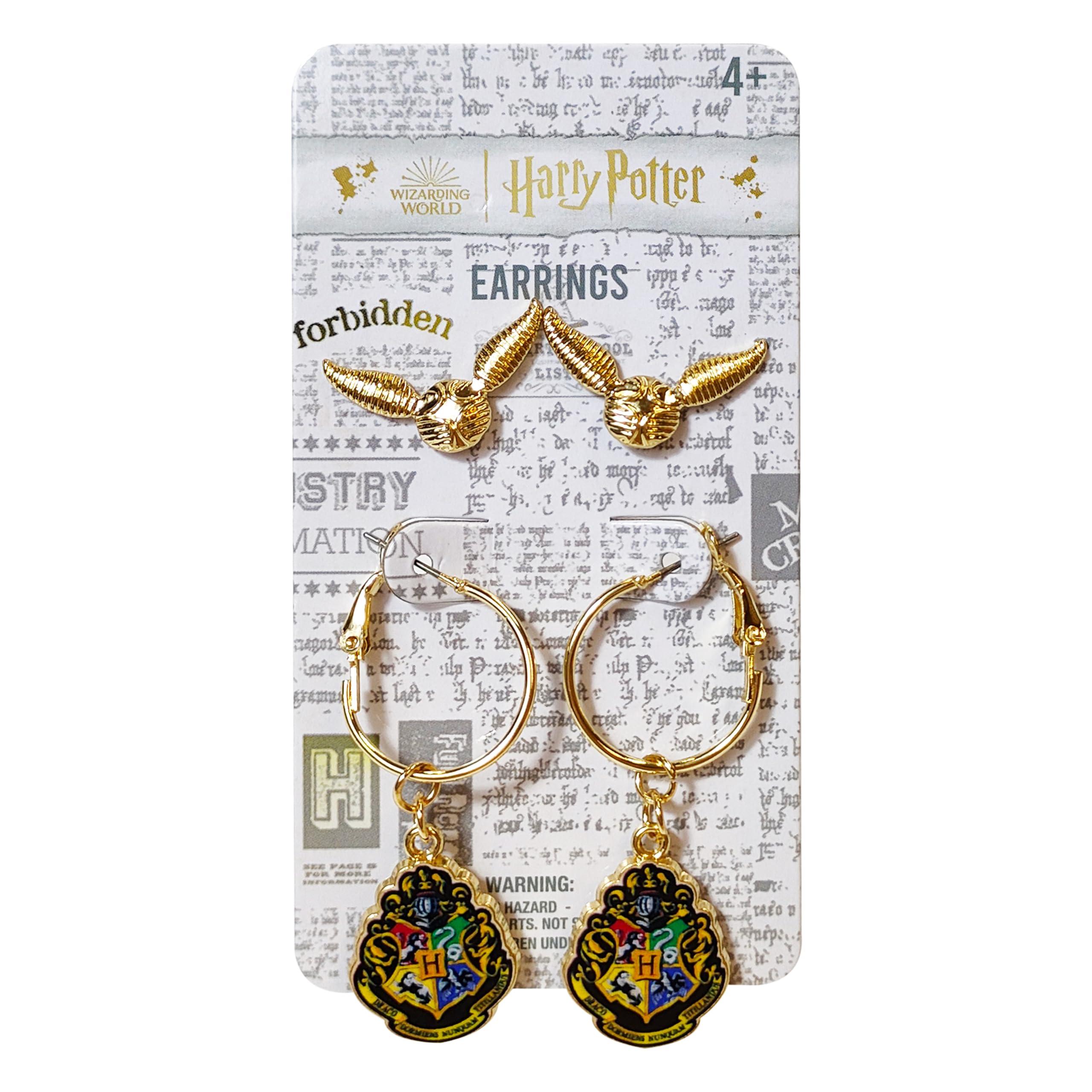 LUV HER Harry Potter Earrings 2 Hypoallergenic Earrings for Girls 1 Stud Earring 1 Fishhook Drop Earring Sets with Charms One Size Fits All Jewelry for Women Accessories Ages 4+ - Image 1