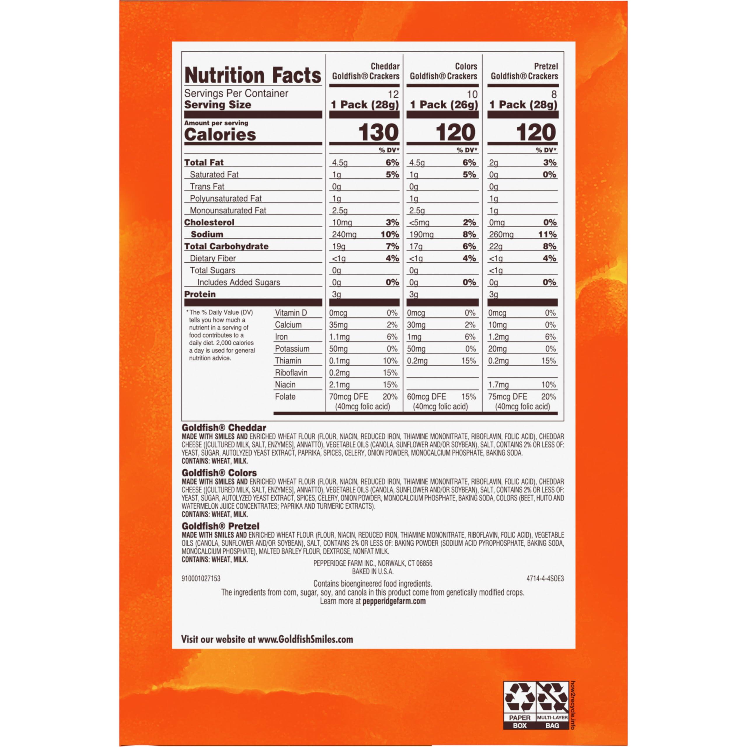 Goldfish Crackers Big Smiles Variety Pack with Cheddar, Colors, and Pretzels, Snack Packs, 30 Ct - Image 7