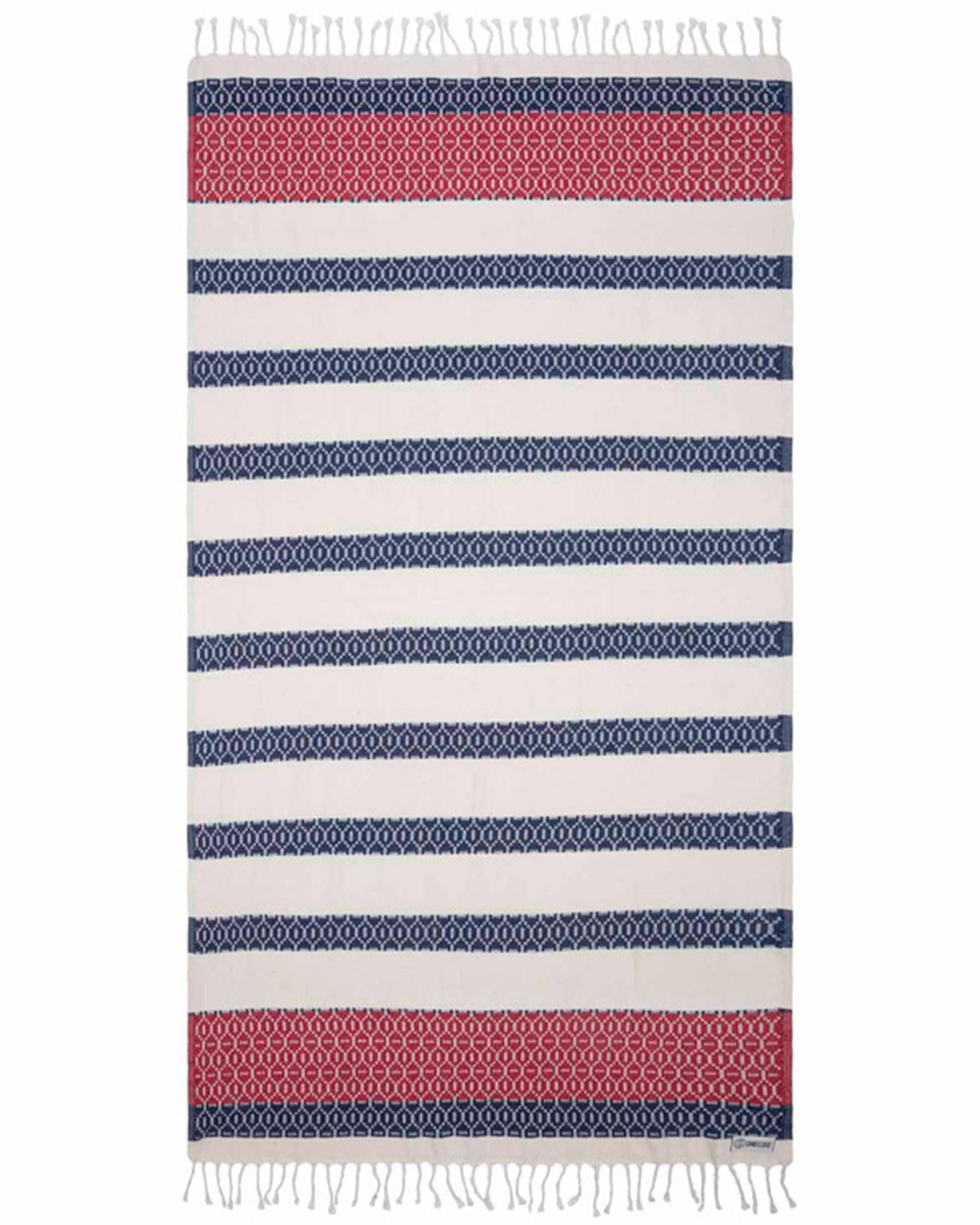 Sand Cloud Turkish Beach Towel - 100% Organic Cotton Turkish Bath Towels - Ultra Soft, Sand Free & Quick Dry Towel for Beach, Pool, or Picnic - As Seen on Shark Tank - Patriot Stripe