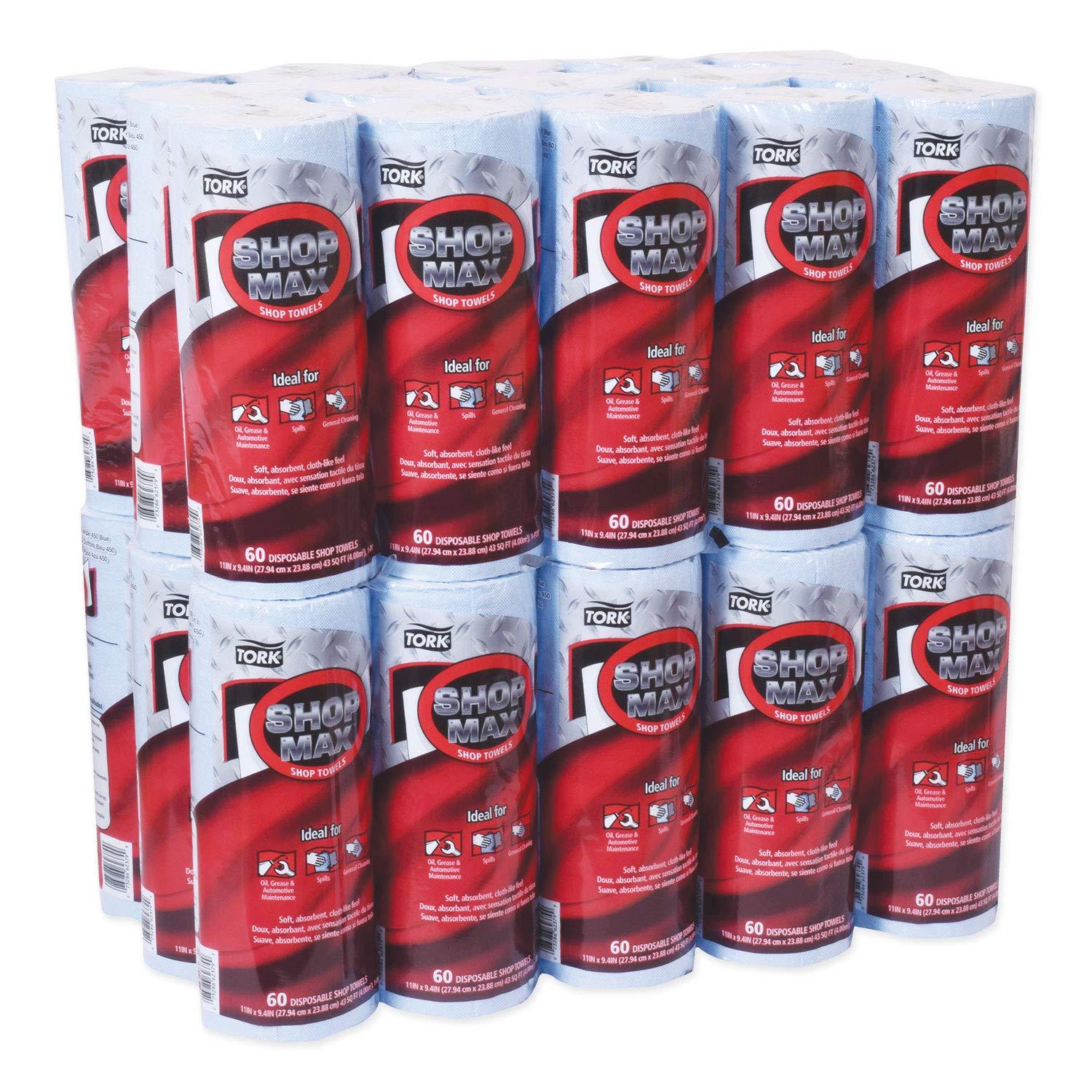 Tork ShopMax Heavy Duty Paper Shop Towel Blue, High Absorbency, 30 rolls x 60 Sheets, 450360 - Image 2