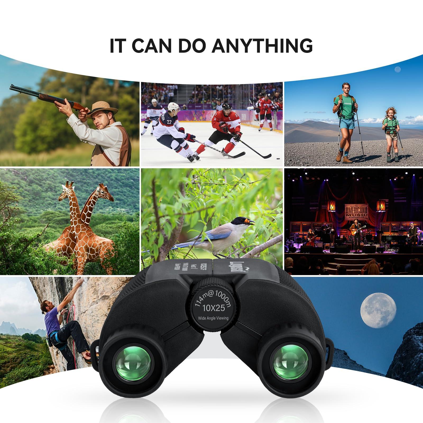 Logisaf Binoculars for Adults and Kids, 10x25 Small Compact Binoculars with Low Light Vision, Easy Focus Hunting for Bird Watching, Waterproof, Hiking Essentials & Travel Companion - Image 5