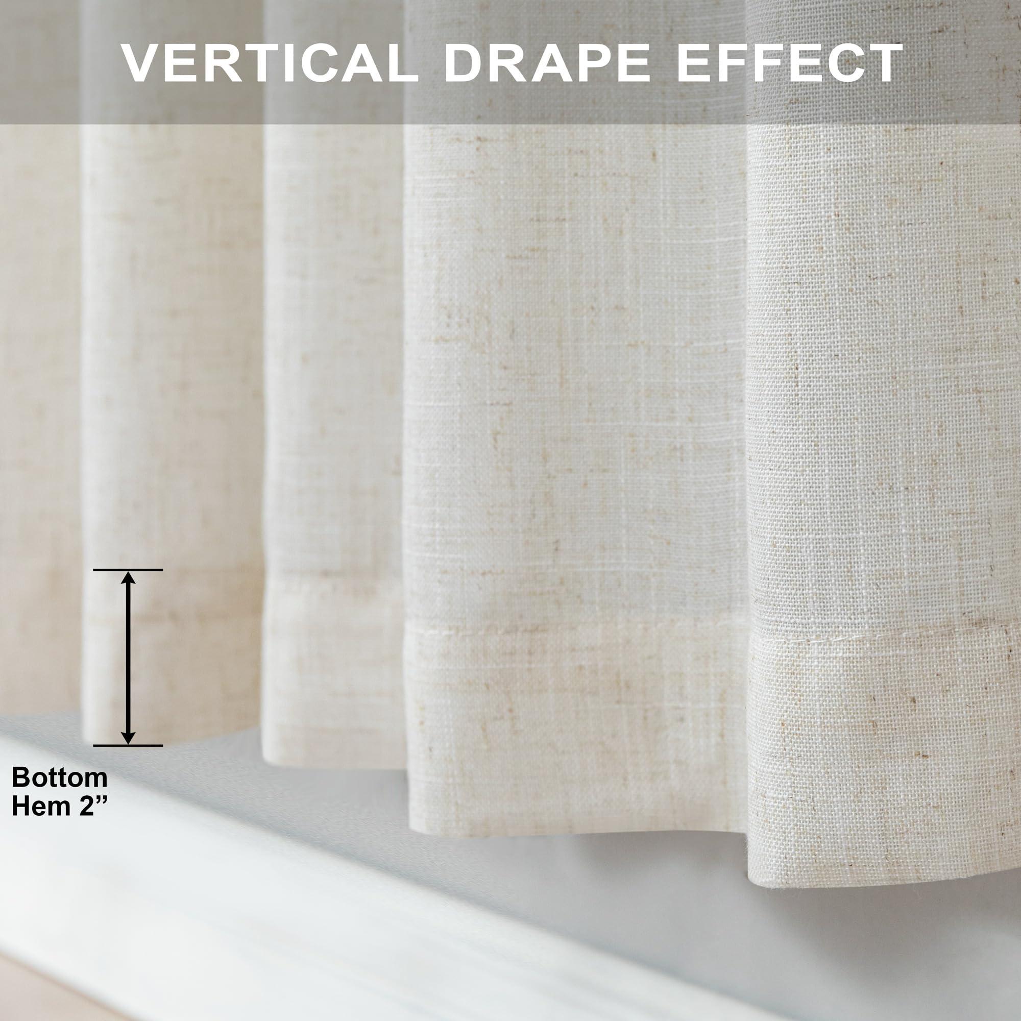 Natural Linen Back Tab Curtains 84 Inch Length for Living Room 2 Panel Pocket Drape Light Filtering Semi Sheer Neutral Country Rustic Farmhouse Boho Curtain Bedroom Muslin Look Ivory Cream Colored - Image 6