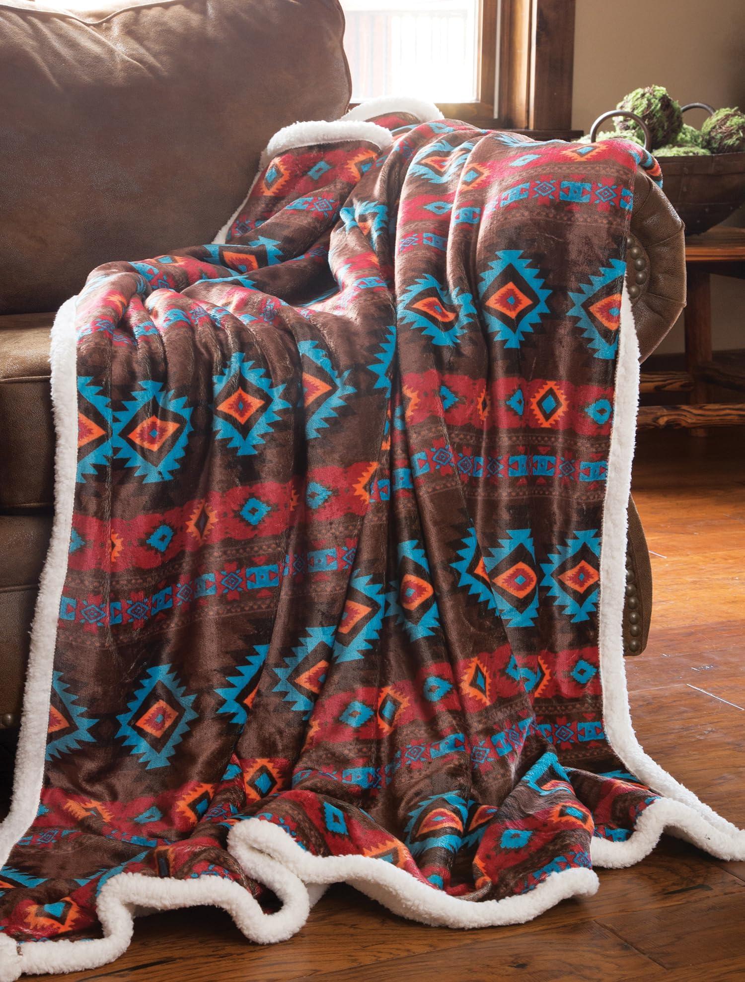 CARSTENS, INC. Wrangler Ultra Premium Super Soft Plush Sherpa Fleece Oversized Throw Blanket 54" x 68", Southwest Horizon - Image 7