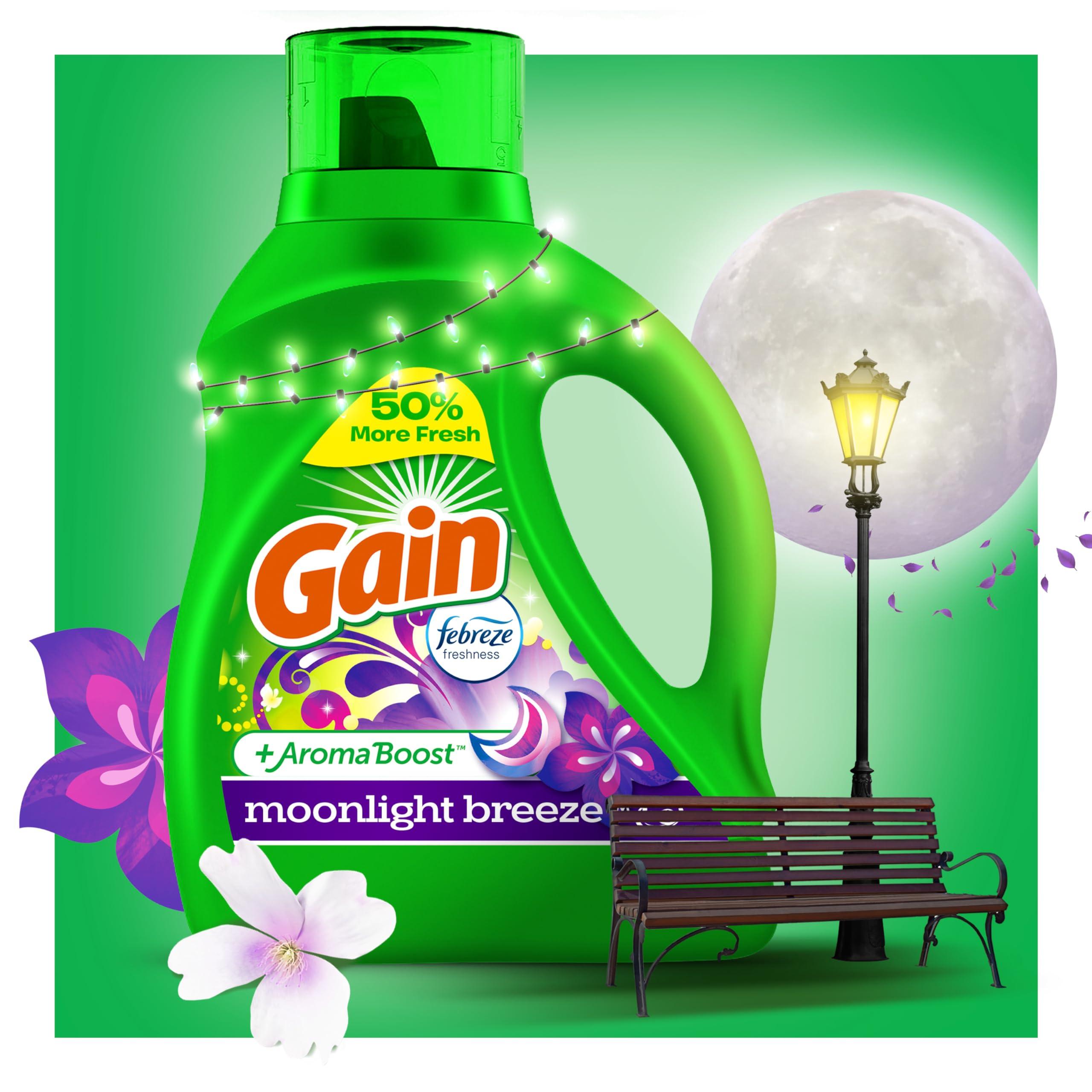 Gain + Aroma Boost Laundry Detergent Liquid Soap, Moonlight Breeze Scent, 45 Loads, 65 Fl Oz, (Pack of 2), He Compatible, Gain Laundry Detergent, Liquid Laundry Detergent - Image 5