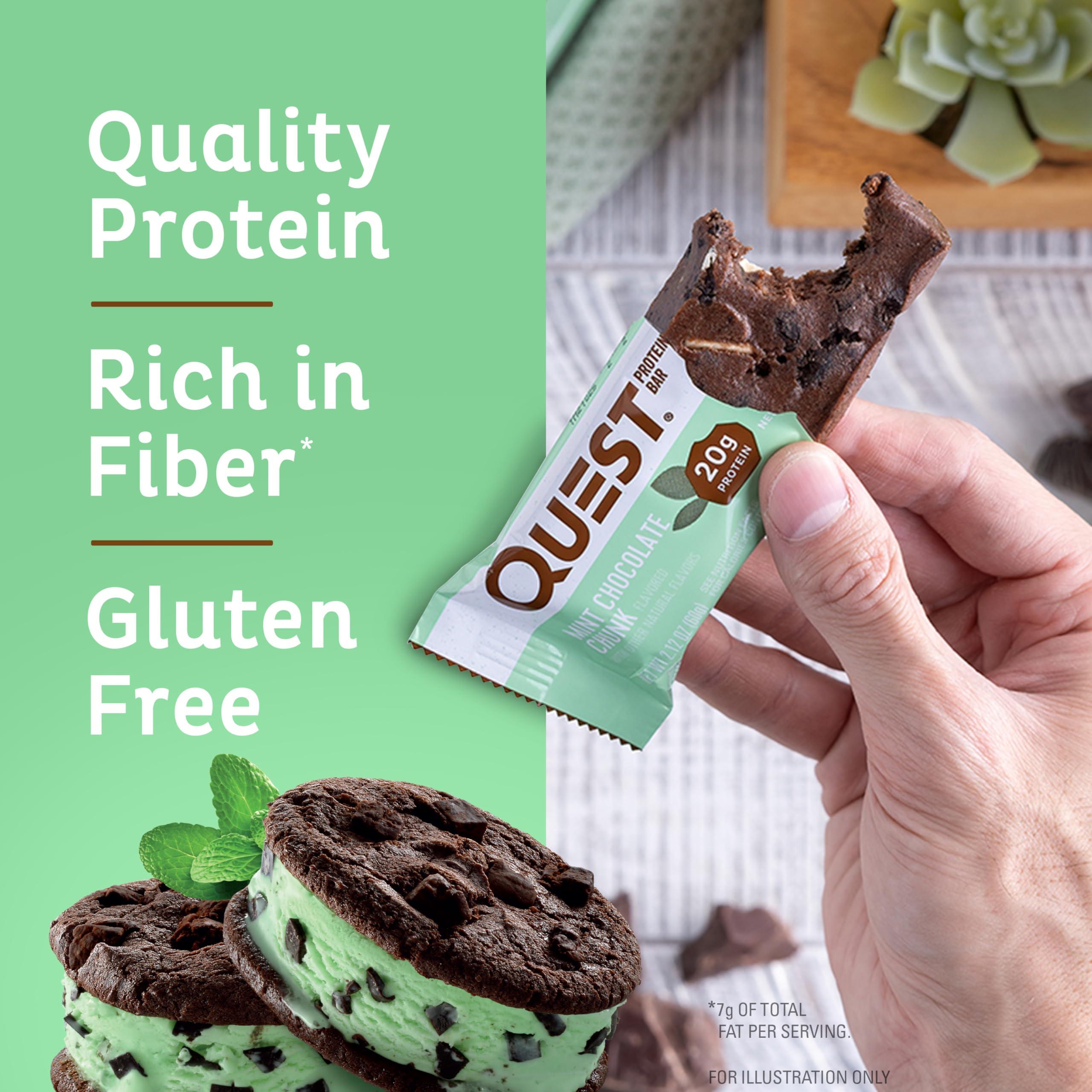 Quest Nutrition Mint Chocolate Chunk Protein Bars, 20g Protein, 1g Sugar, 4g Net Carb, Gluten Free, Keto Friendly, 12 Count - Image 3