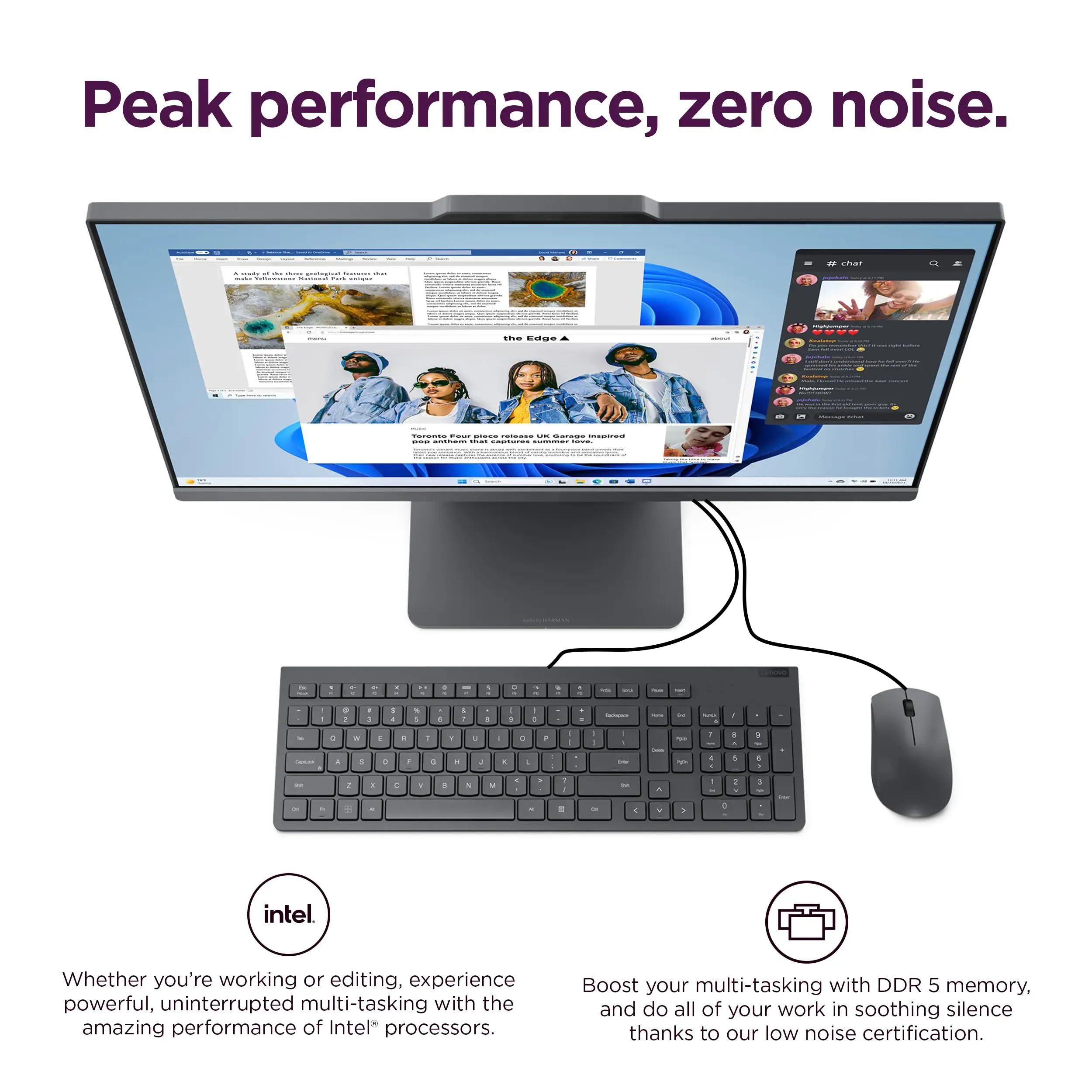 Lenovo ThinkCentre All-in-One Desktop Computer, 24" FHD IPS Display, 5-core Intel U300 Processor, 16GB DDR5, 256GB SSD, Wi-Fi 6, USB-C, HDMI in&Out, Wired KB&Mouse, Windows 11 Pro - Image 5