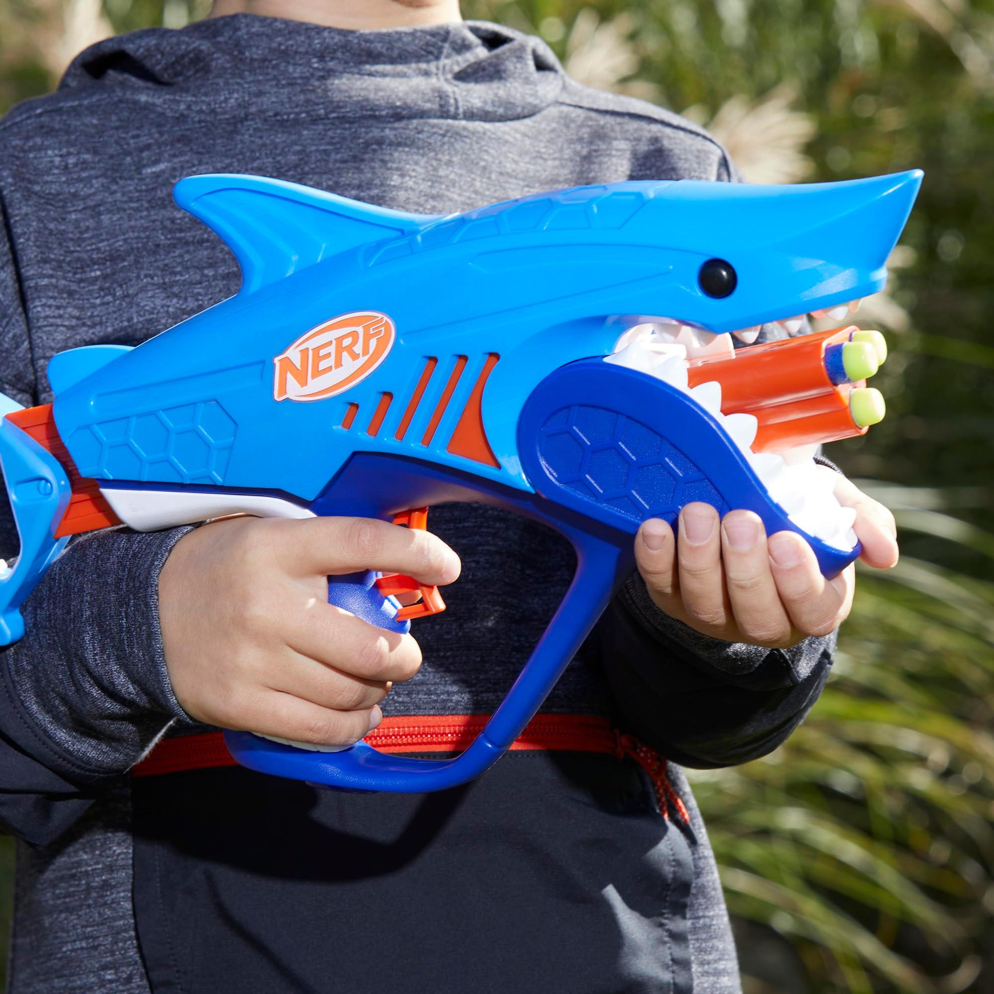 NERF Junior Wild Sharkfire, Easy Play Dart Blaster, 8 Nerf Elite Darts, Nerf Blaster Shark Toys for 6 Year Old Boys & Girls & Up, Outdoor Toys - Image 10
