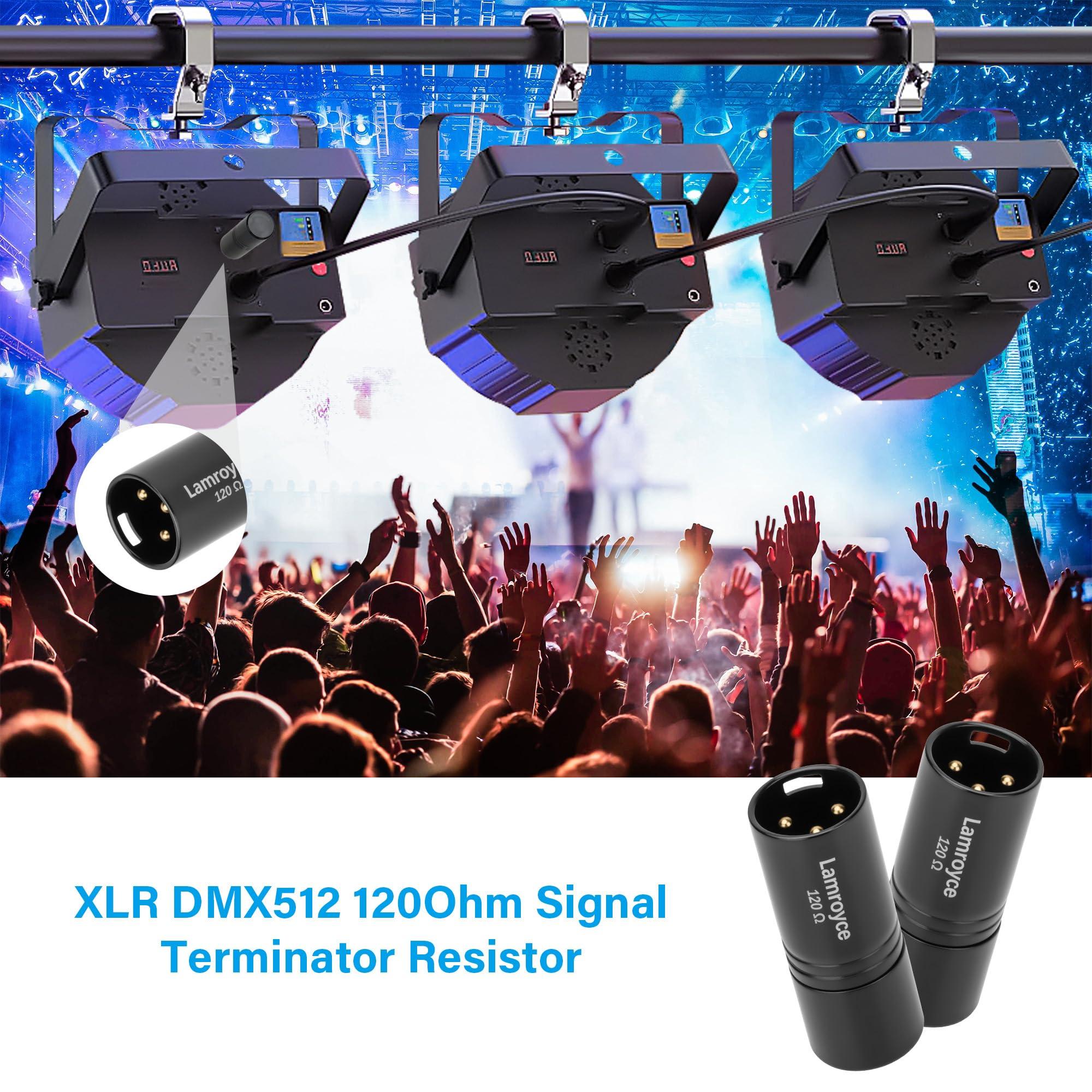 Lamroyce 3-Pin DMX Terminator 4 Pack, 120 Ohm 3-Pin XLR Male Signal Termination Resistor Lighting Accessories for Stage Par Lights/XLR Audio Systems/DJ Light Party, Black - Image 4