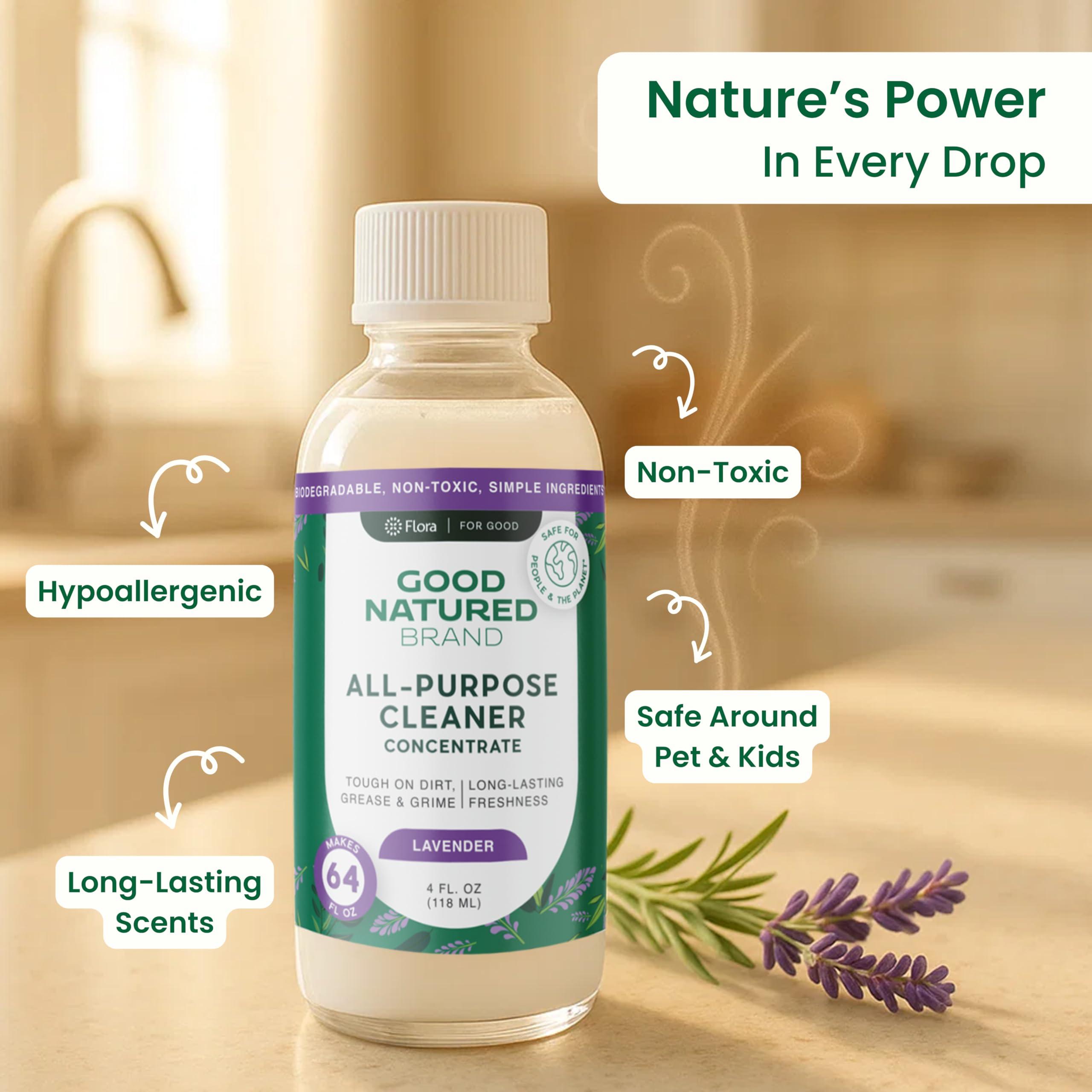 Good Natured Brand All-Purpose Cleaner Concentrate + 16 oz Bottle | Multi-Surface Cleaner | Natural Lavender Essential Oil | Multipurpose Cleaner | 4oz makes 64oz - Image 2