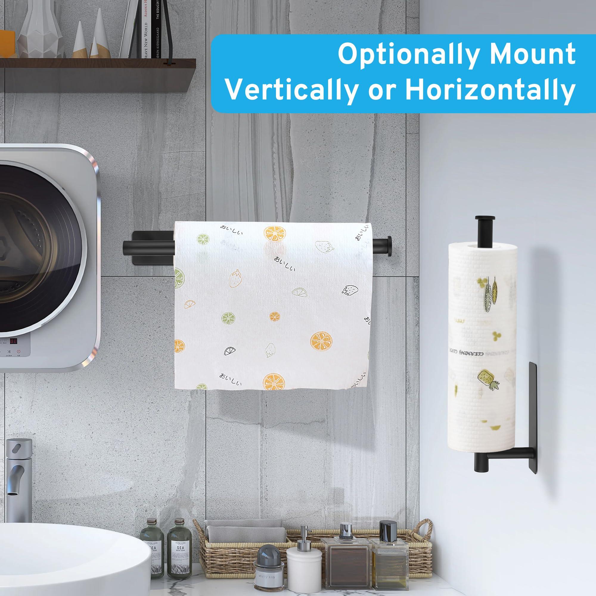 2nd Gen Paper Towel Holder Under Cabinet, [More Sturdy] Self Adhesive or Drilling Paper Towel Holder Wall Mount for Kitchen, RV, [Fit Mega Paper Towel Roll] SUS304 Stainless Steel(Pack of 1, Black) - Image 7