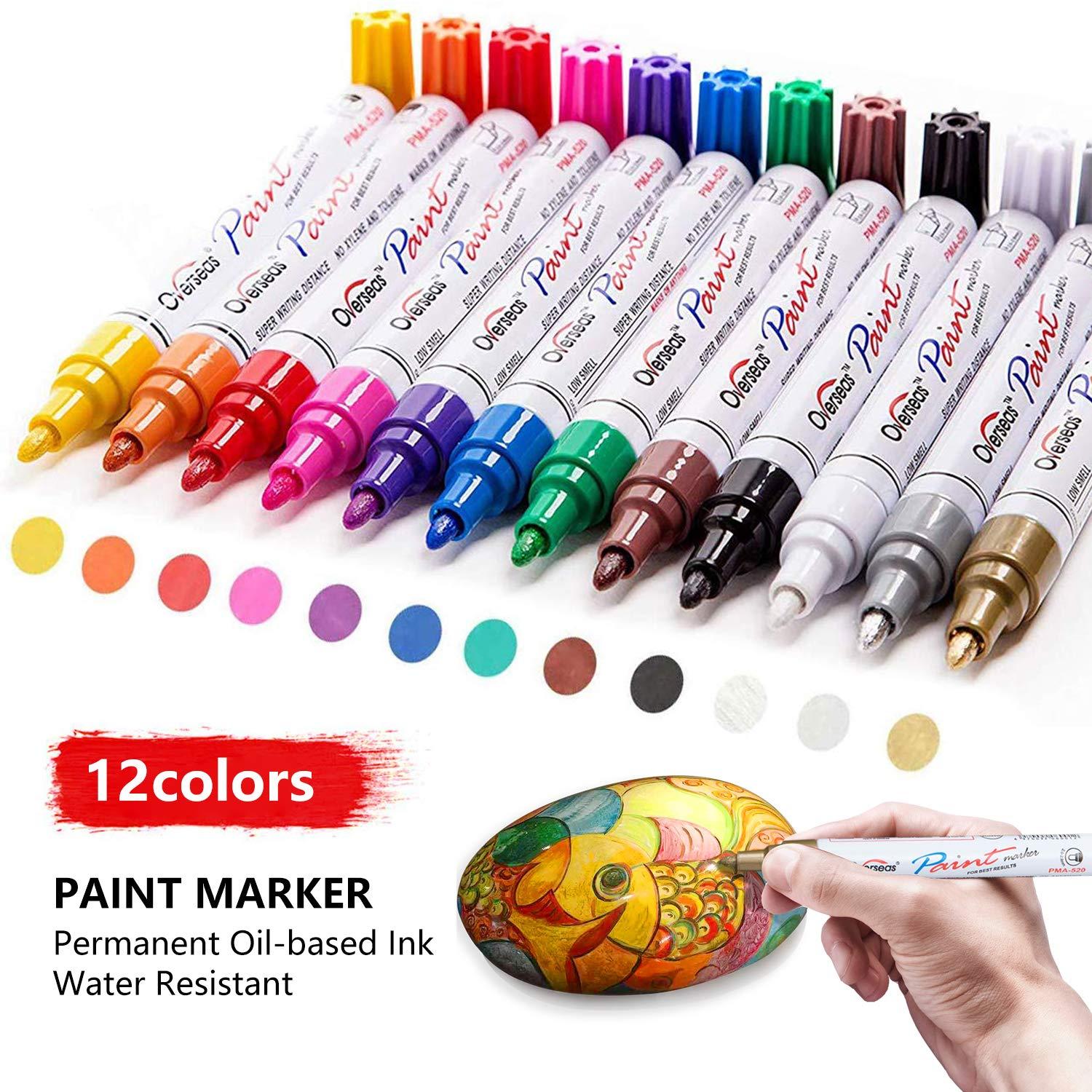 TFIVE Paint Pens Paint Markers on Almost Anything Never Fade Quick Dry and Permanent, Oil-Based Waterproof Marker Pen Set for Rocks Painting, Wood, Fabric, Plastic, Canvas, Glass, Mugs, DIY Craft - Image 8