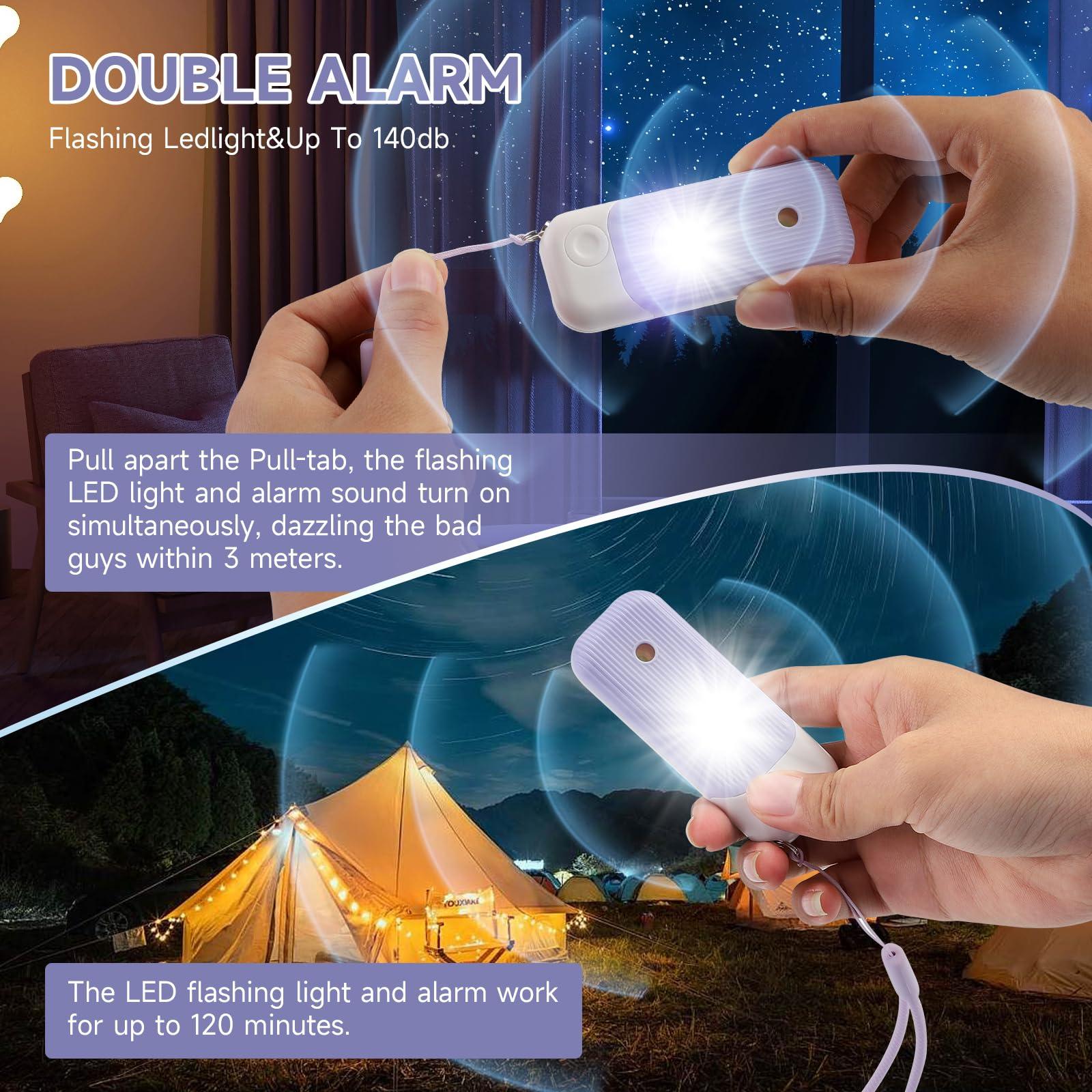 Personal Safety Alarm for Women - 140dB Self Defense Keychains Siren Whistle with Sos LED Strobe Light Personal Emergency Security Safe Devices Key Chain Alarms in 5 Pop Colors - Purple - Image 7