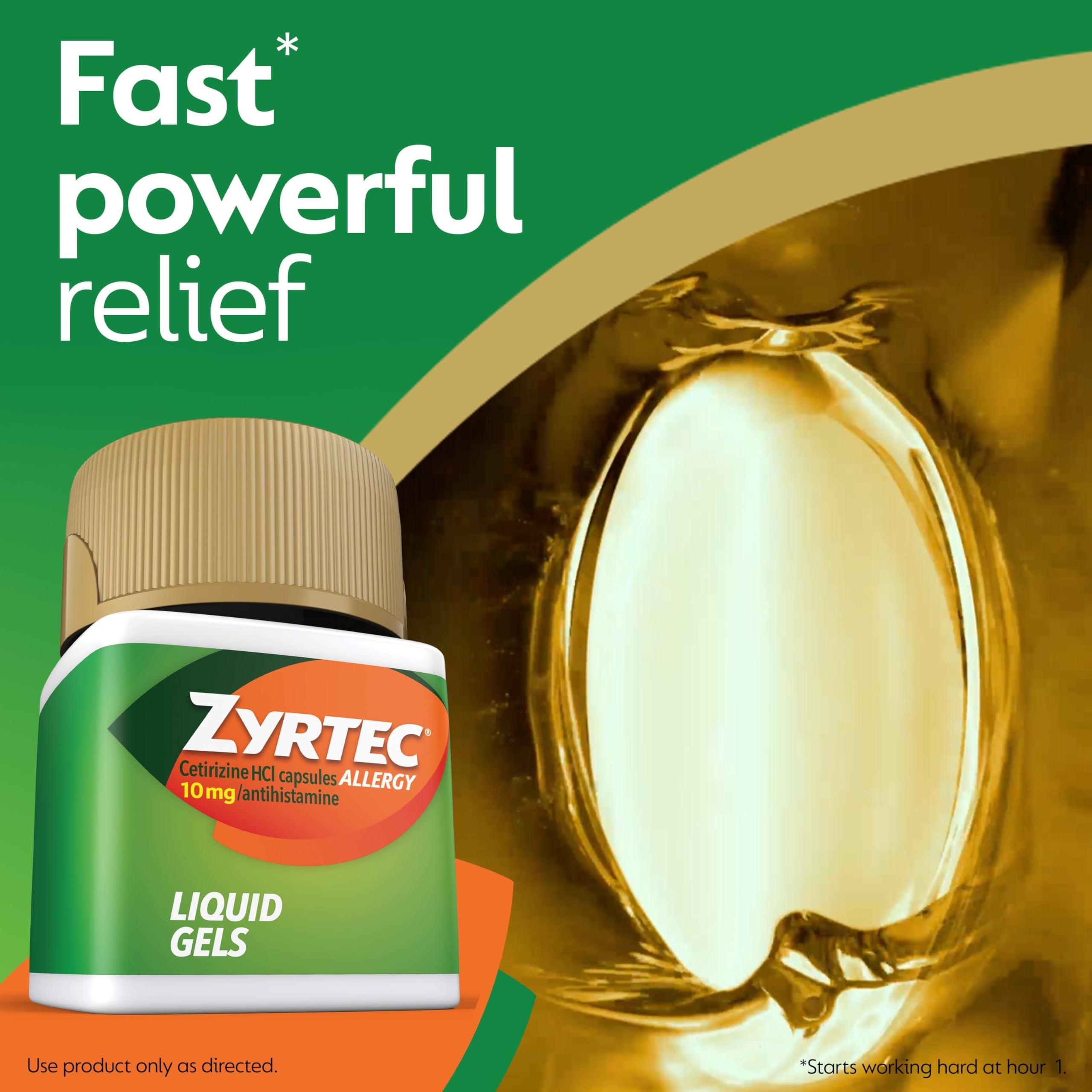 Zyrtec 24 Hour Allergy Relief Liquid Gels, Antihistamine Capsules with Cetirizine HCl Allergy Medicine for All-Day Relief from Runny Nose, Sneezing, Itchy Eyes & More, 40 Count - Image 7