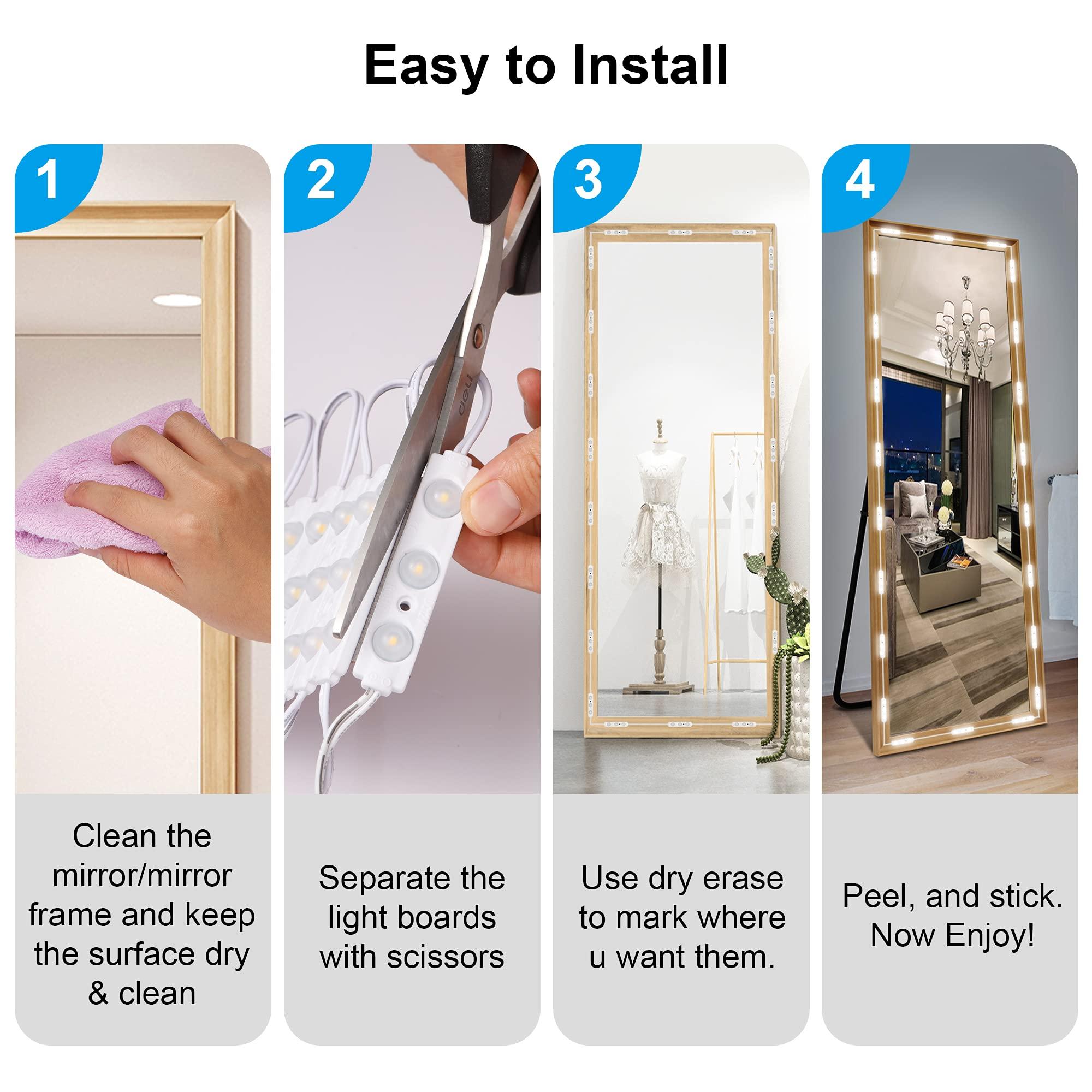 LPHUMEX Hollywood Glam Led Vanity Lights Kit, 14ft Dimmable Mirror Lights, Full Body & Bathroom Lighting, Plug in Floor Light with Power Supply (Mirror not Inlcuded) - Image 6