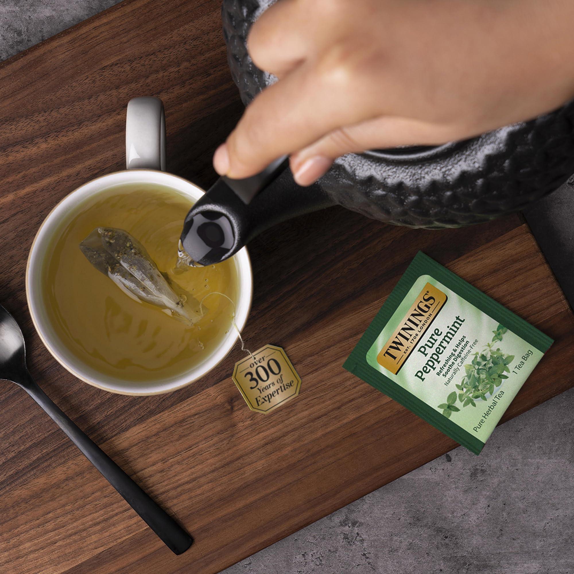 Twinings Pure Peppermint Herbal Tea Individually Wrapped Bags, 20 Count (Pack of 1), Fresh Minty Flavour, Naturally Caffeine-Free, Enjoy Hot or Iced | Packaging May Vary - Image 5