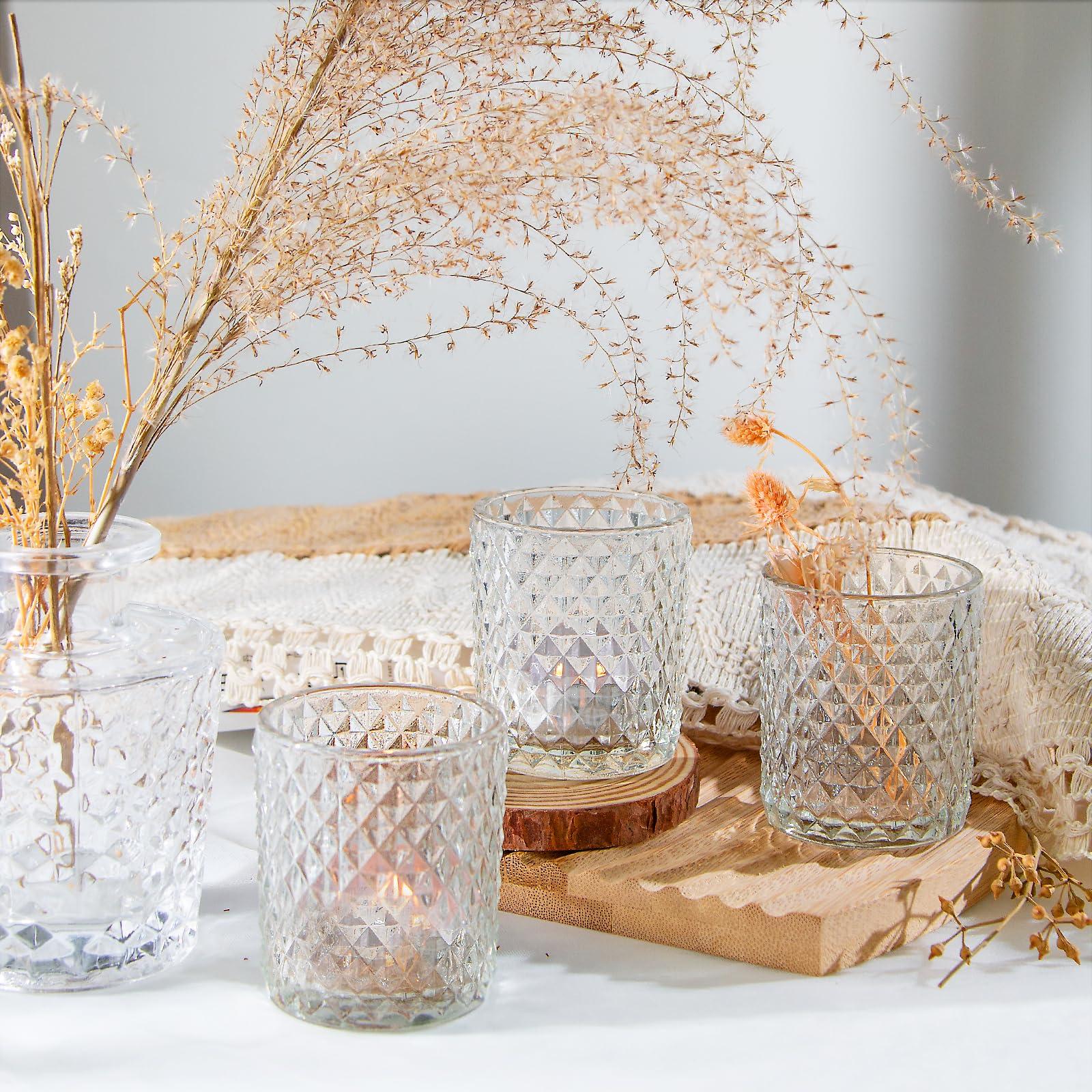 CONNOO 26 Pcs Votive Candle Holders, Clear Glass Holders Bulk for Table Centerpiece, Tea Lights Candle Holders for Wedding Shower, Party, Holiday and Home Decor - Image 8