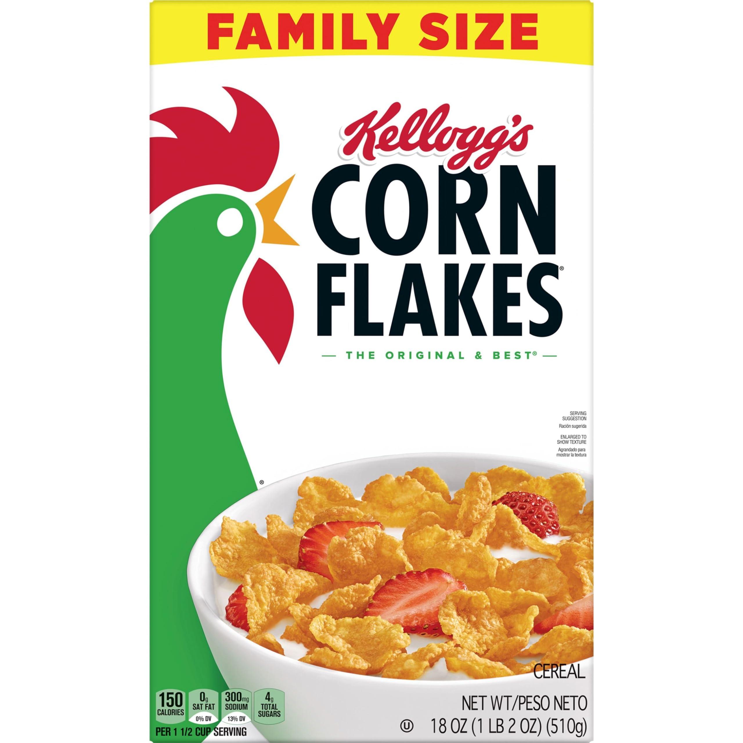 Kellogg's Corn Flakes Breakfast Cereal, Kids Cereal, Family Breakfast, Family Size, Original (6 Boxes) - Image 10