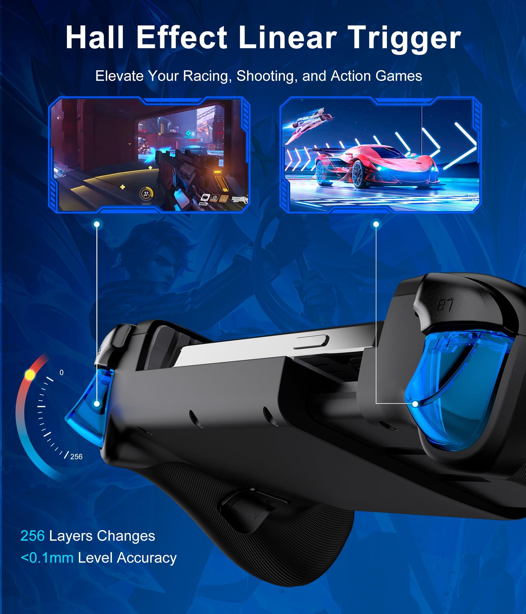 Phone Controller - Mobile Gaming Controller with Hall Effect Joysticks & Triggers,Cool Dynamic Light - No Dead Zone,800mAh Battery,Retractable Phone Case Support, Controller for iphone and Android - Image 3