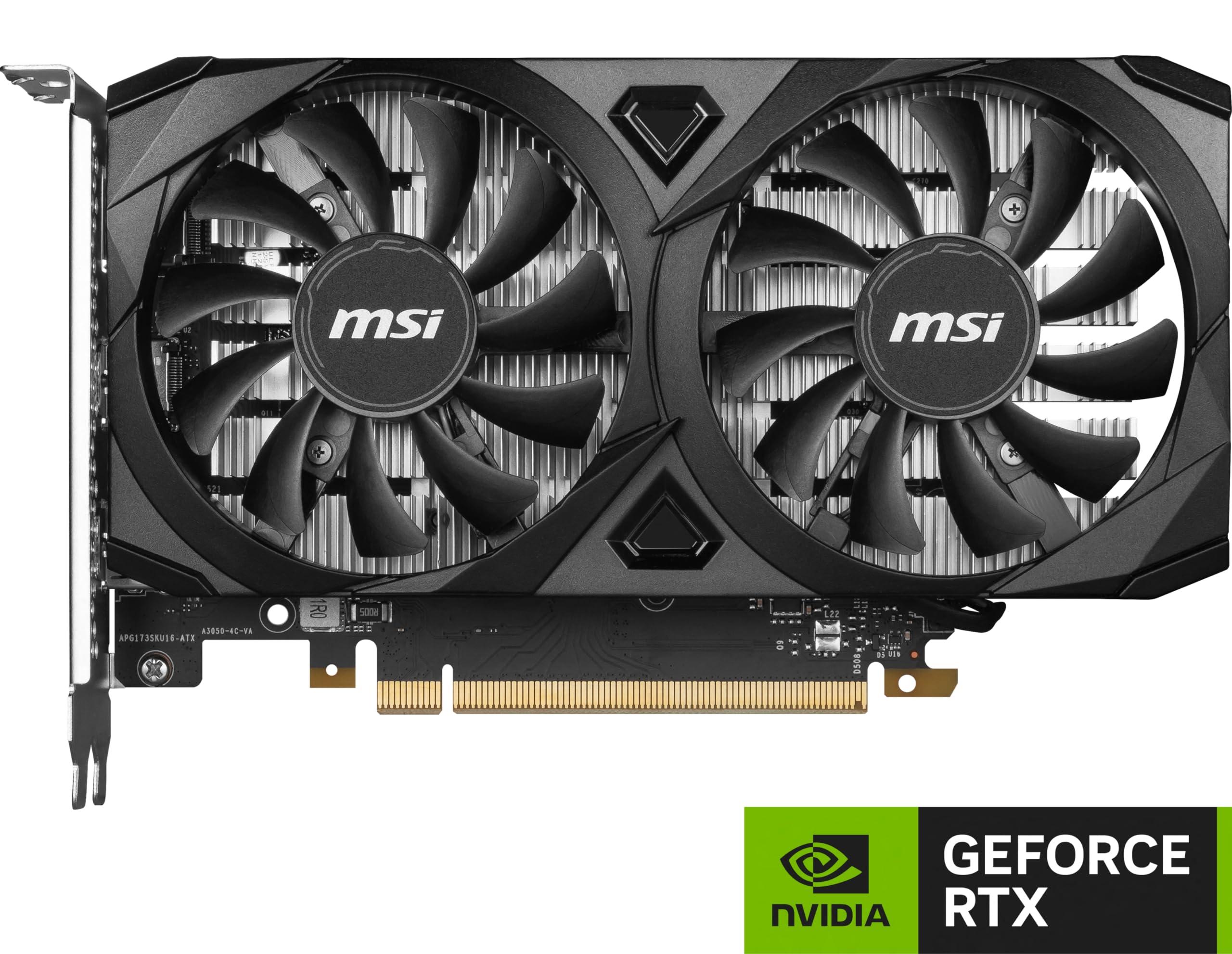 MSI Gaming RTX 3050 Ventus 2X 6G OC Graphics Card (NVIDIA RTX 3050, 96-Bit, Boost Clock: 1492 MHz, 6GB GDDR6 14 Gbps, HDMI/DP, Ampere Architecture) - Image 2