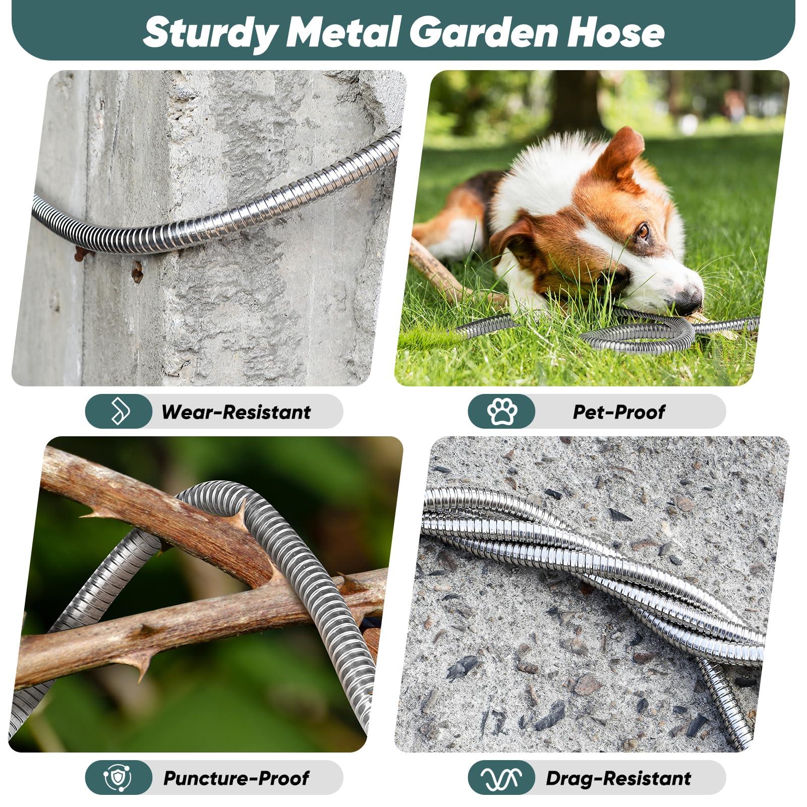 Amayrose Garden Hose 75 FT with 10-Function Nozzle, Leak-proof Metal Connector Hose, No Knots, Kink-Free, Lighter, Anti-Pets, Wear-Resistant, 3/4 GHT, Water Hose for Garden, Yard, Outdoor - Image 6