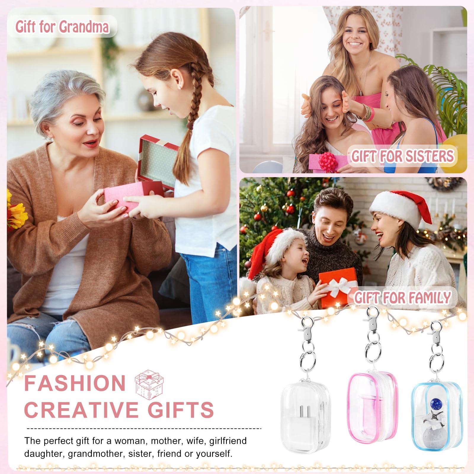 XCOSHAY Hand Sanitizer Spray Clear Case for touchland 1FL OZ/30ml, 3 Pack Blind Box Keychain, Figures Display Bag, Zippered Pouch, Mini Makeup Bag, with Keychain Snap Hook (Pink & Blue & Clear) - Image 6