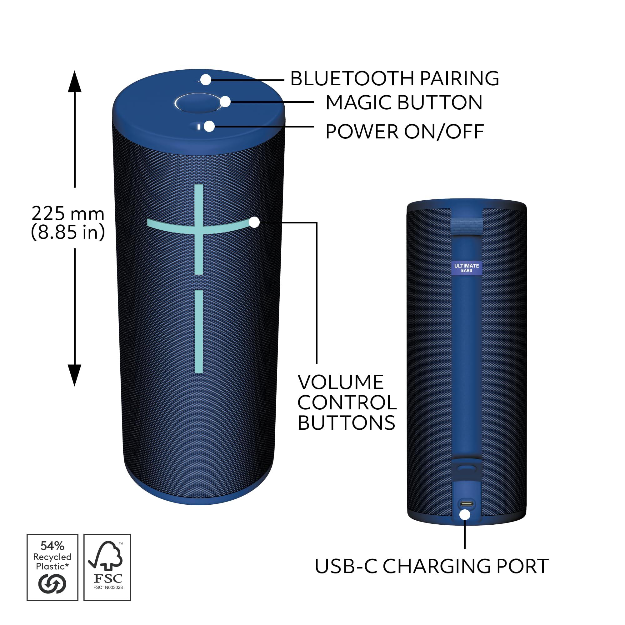 Ultimate Ears MEGABOOM 4 Portable Waterproof Bluetooth Speaker, 360-Degree Sound, Thundering Bass, 147ft Range, 20-Hour Battery, Floating Speaker - Blue - Image 5