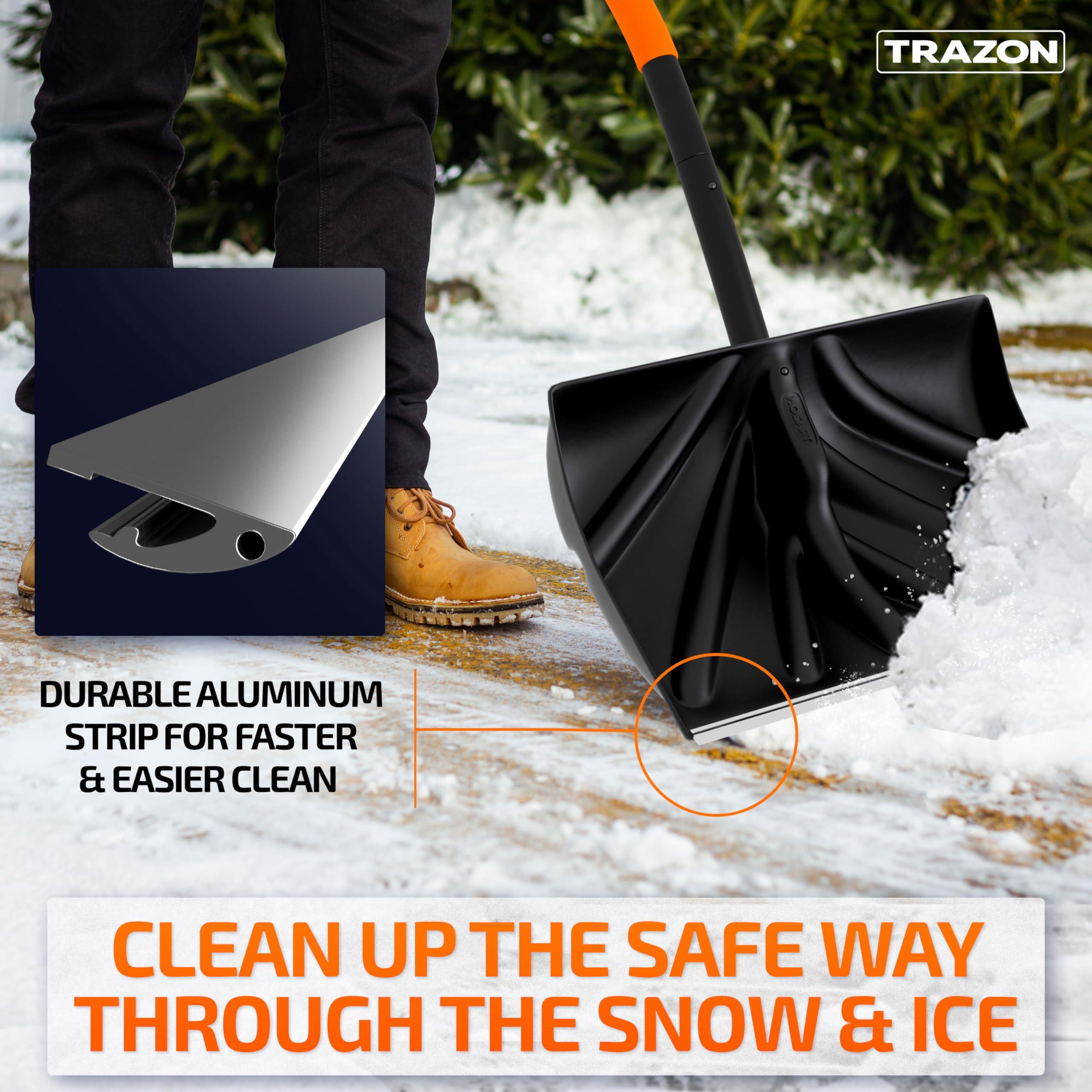 Snow Shovel Heavy Duty for Driveway with Ergonomic Handle to Use Without Backpain for Home Garage Car - Snow Shovel with 18 Inch Blade Large Capacity and 60 Inch Long Ergonomic Handle - Image 4