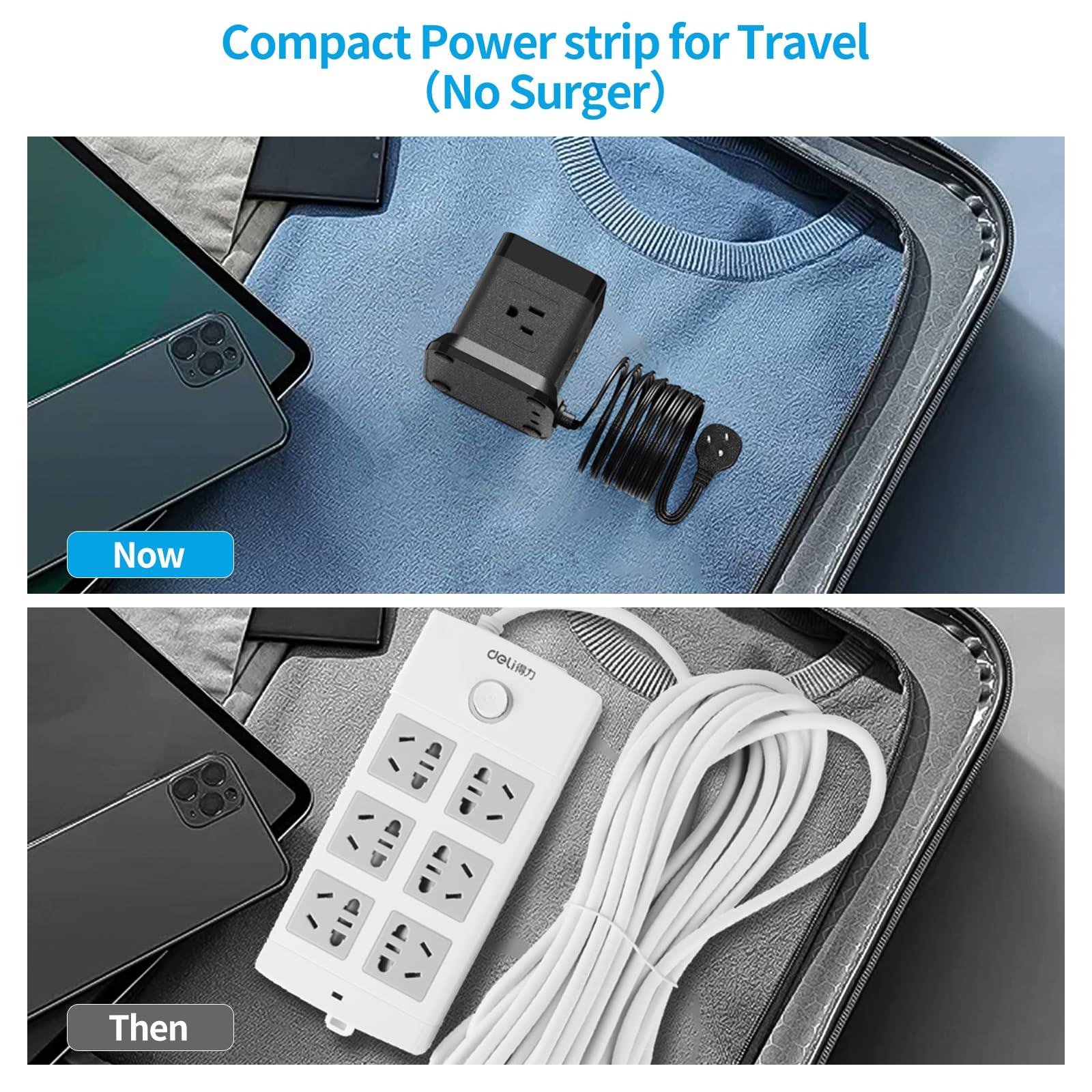 Power Strip with USB C, FDTEK Flat Plug Extension Cord with 4 Outlets and 3 USB Ports 10 FT Desk Power Strip Cube Overload Protection Compact Portable for Travel Home Office Cruise Ship - Black - Image 6
