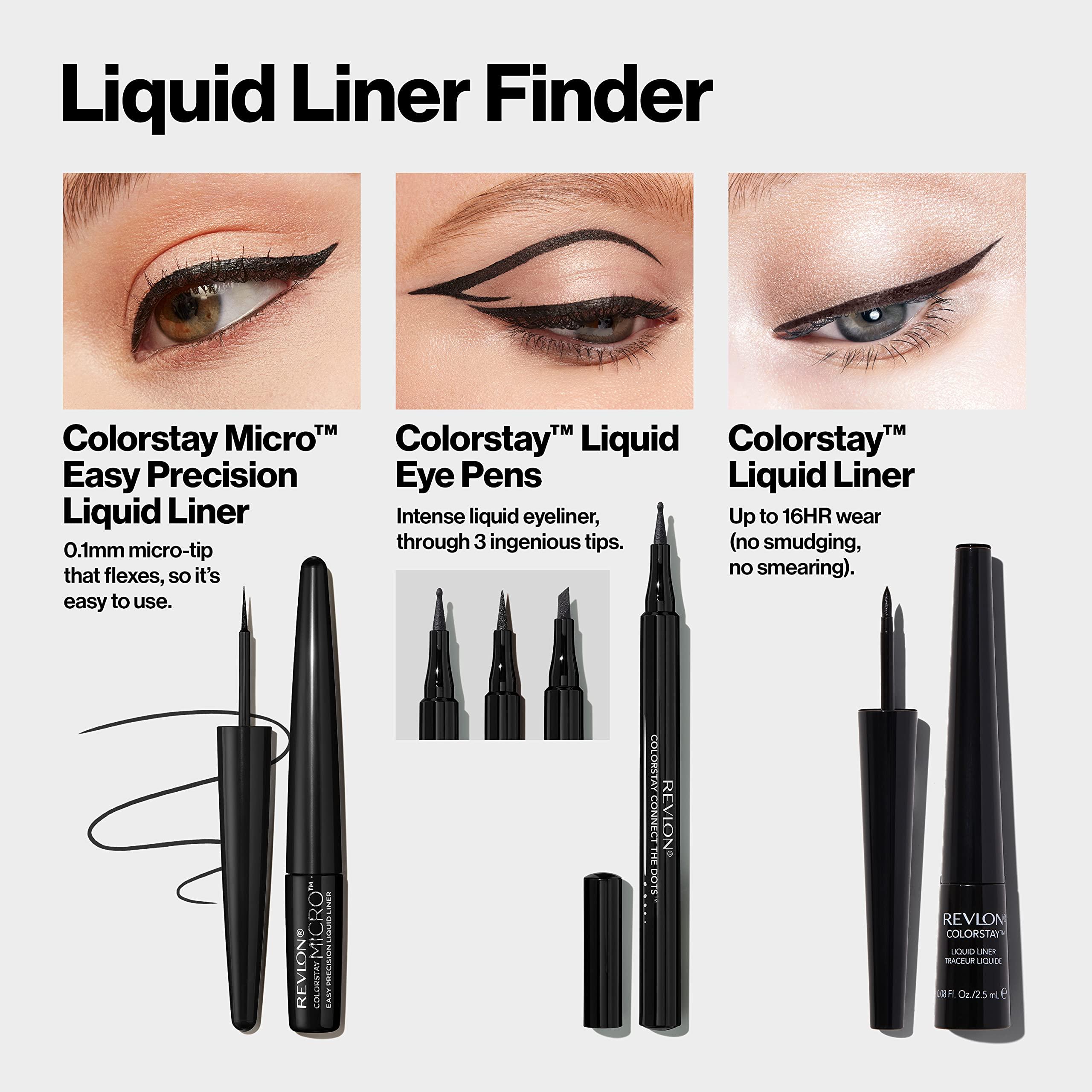 REVLON ColorStay Micro Easy Precision Liquid Eyeliner, Waterproof, Smudgeproof, Longwearing with Felt Tip Applicator, 301 Blackout, 0.057 fl oz - Image 8