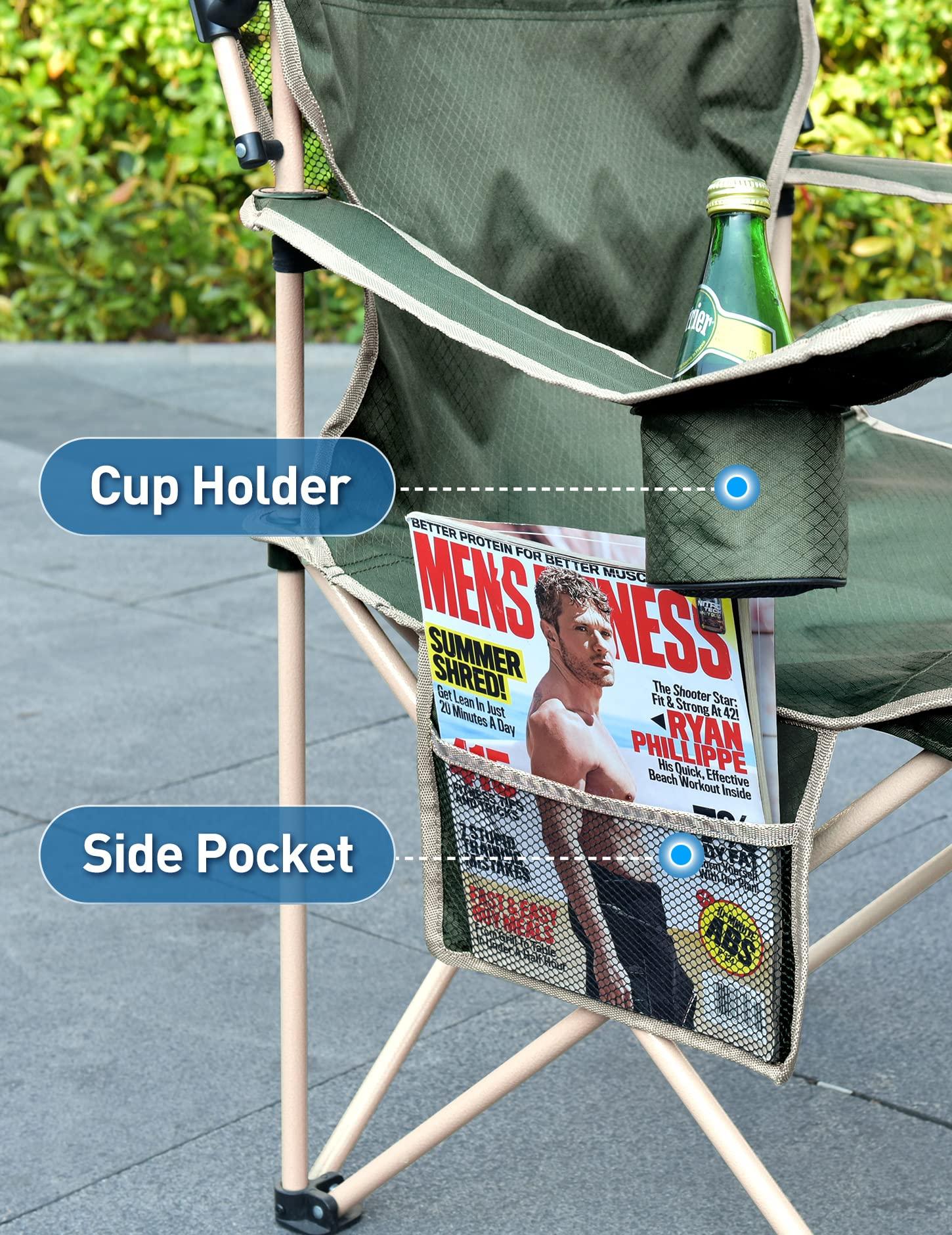 Docusvect Beach Chair with Canopy Shade, Folding Camping Chair with Canopy with Cup Holder, Side Pocket for Camp, Beach, Tailgates, Fishing - Support 330 LBS - Image 4