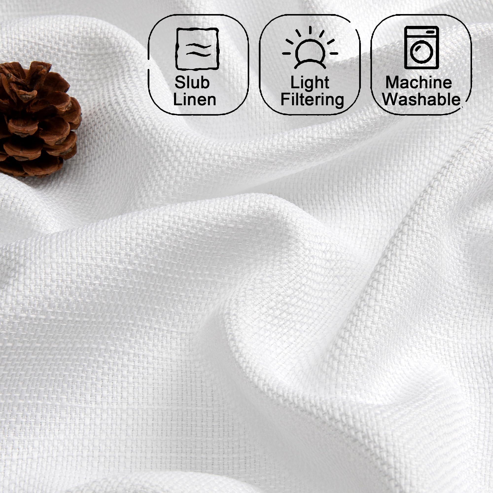 Chyhomenyc White Curtains 84 Inch Length 2 Panels Set, Faux Linen Textured Semi Light Filtering Soft Airy Farmhouse Curtain Drapes for Living Room Bedroom, Cortinas para Sala, 40Wx84L - Image 4
